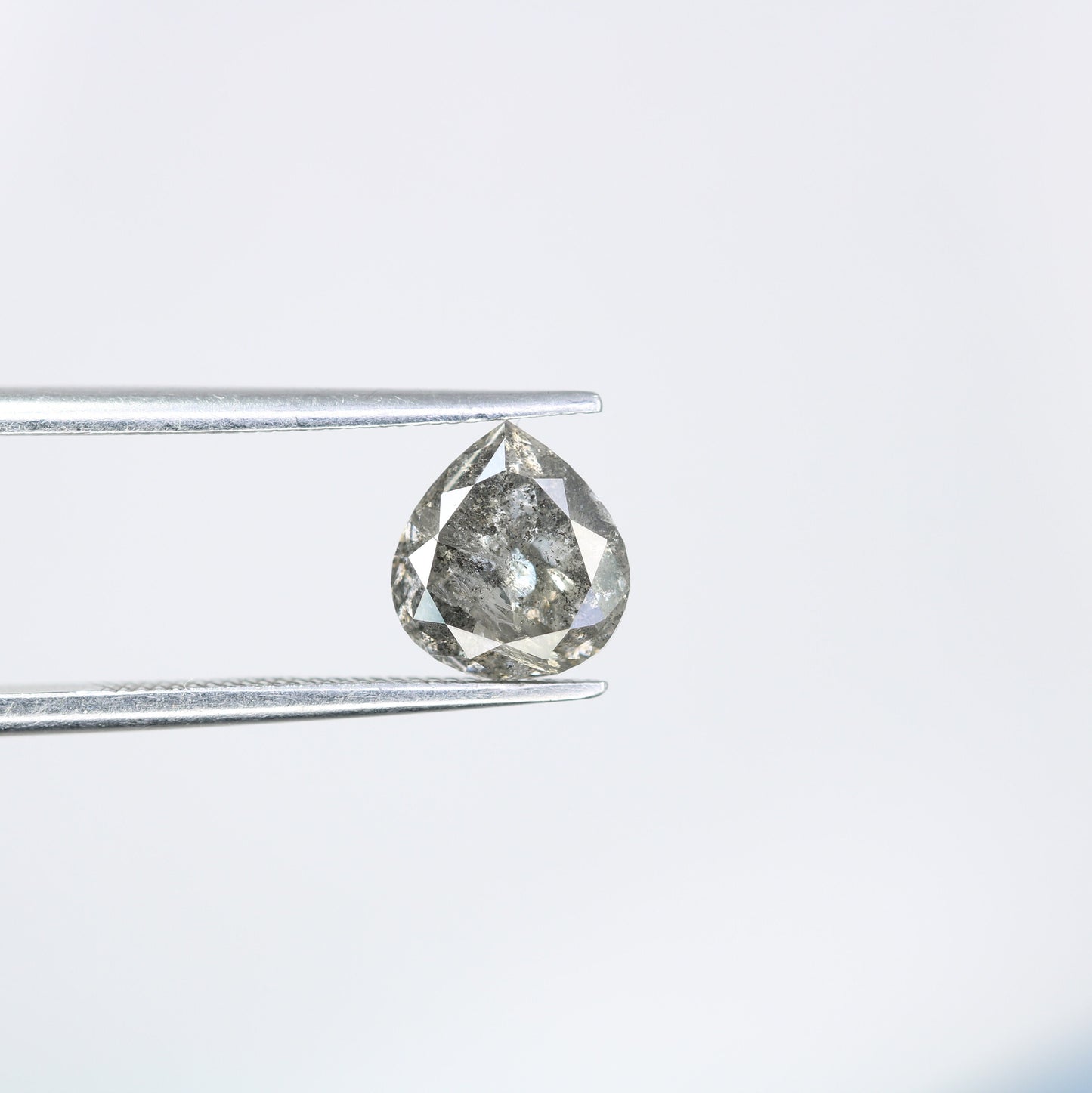 1.61 CT Rustic Pear Salt and Pepper Diamond | Loose Natural Gem for Custom Wedding Ring | Unique Engagement Jewelry for Him or Her