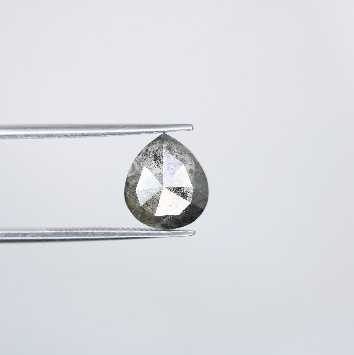 2.34 CT Rustic Pear Cut Salt and Pepper Diamond | Loose Polished Gem for Unique Promise Ring | Artisan Jewelry Accent for Gold Designs