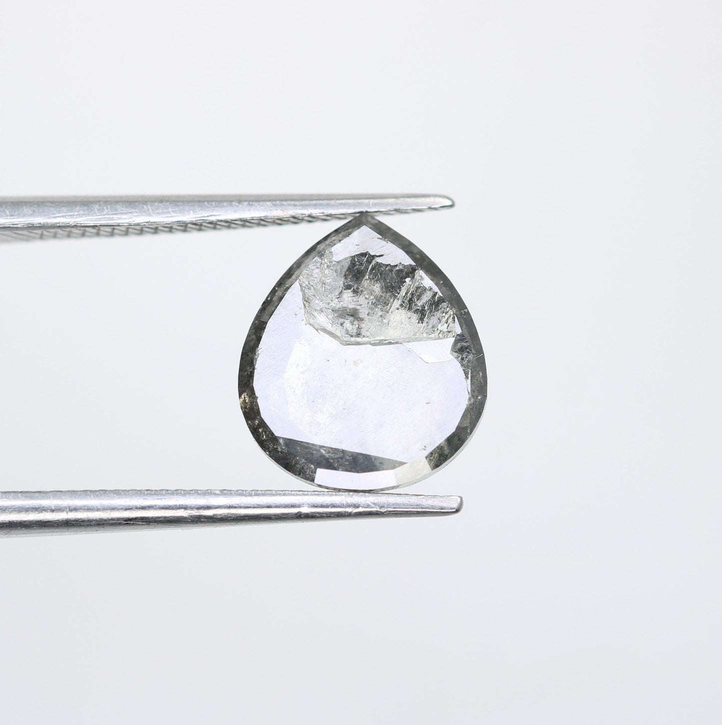 2.34 CT Rustic Pear Cut Salt and Pepper Diamond | Loose Polished Gem for Unique Promise Ring | Artisan Jewelry Accent for Gold Designs