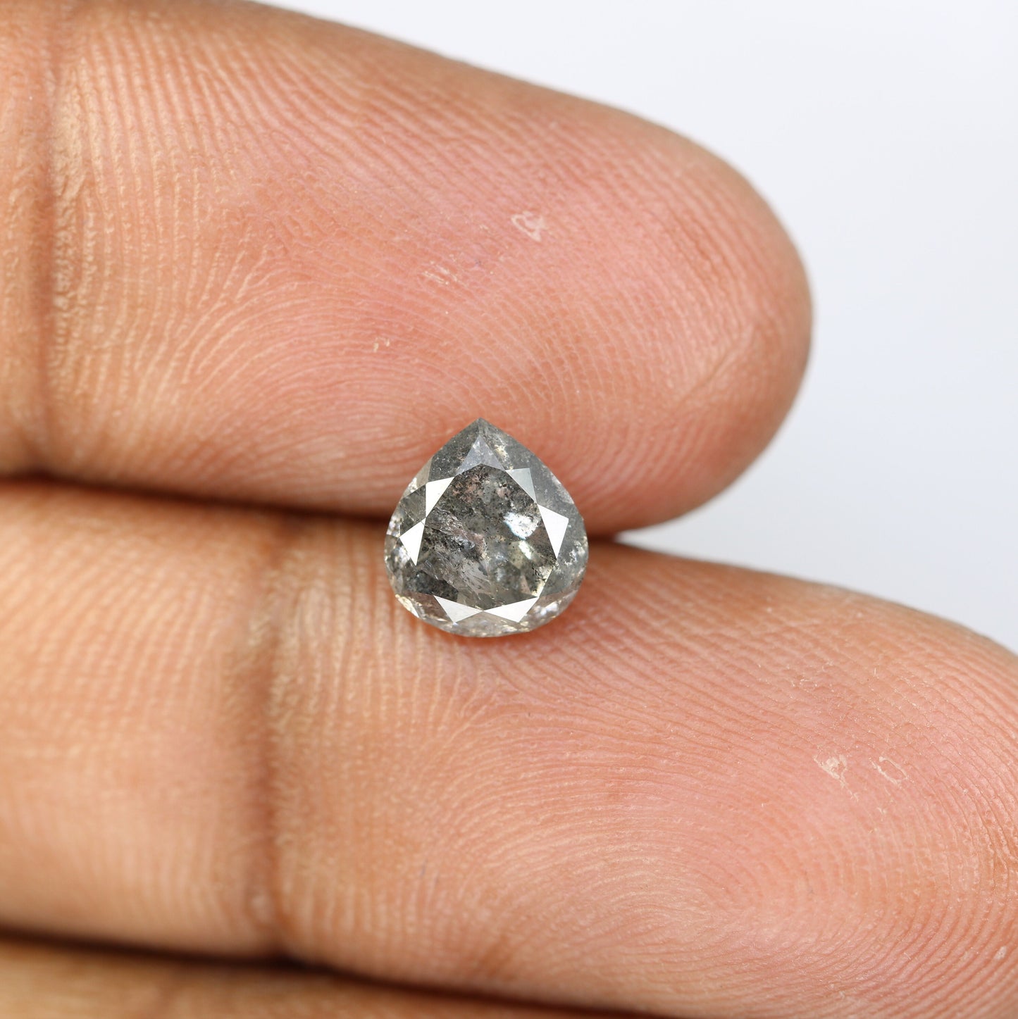1.61 CT Rustic Pear Salt and Pepper Diamond | Loose Natural Gem for Custom Wedding Ring | Unique Engagement Jewelry for Him or Her
