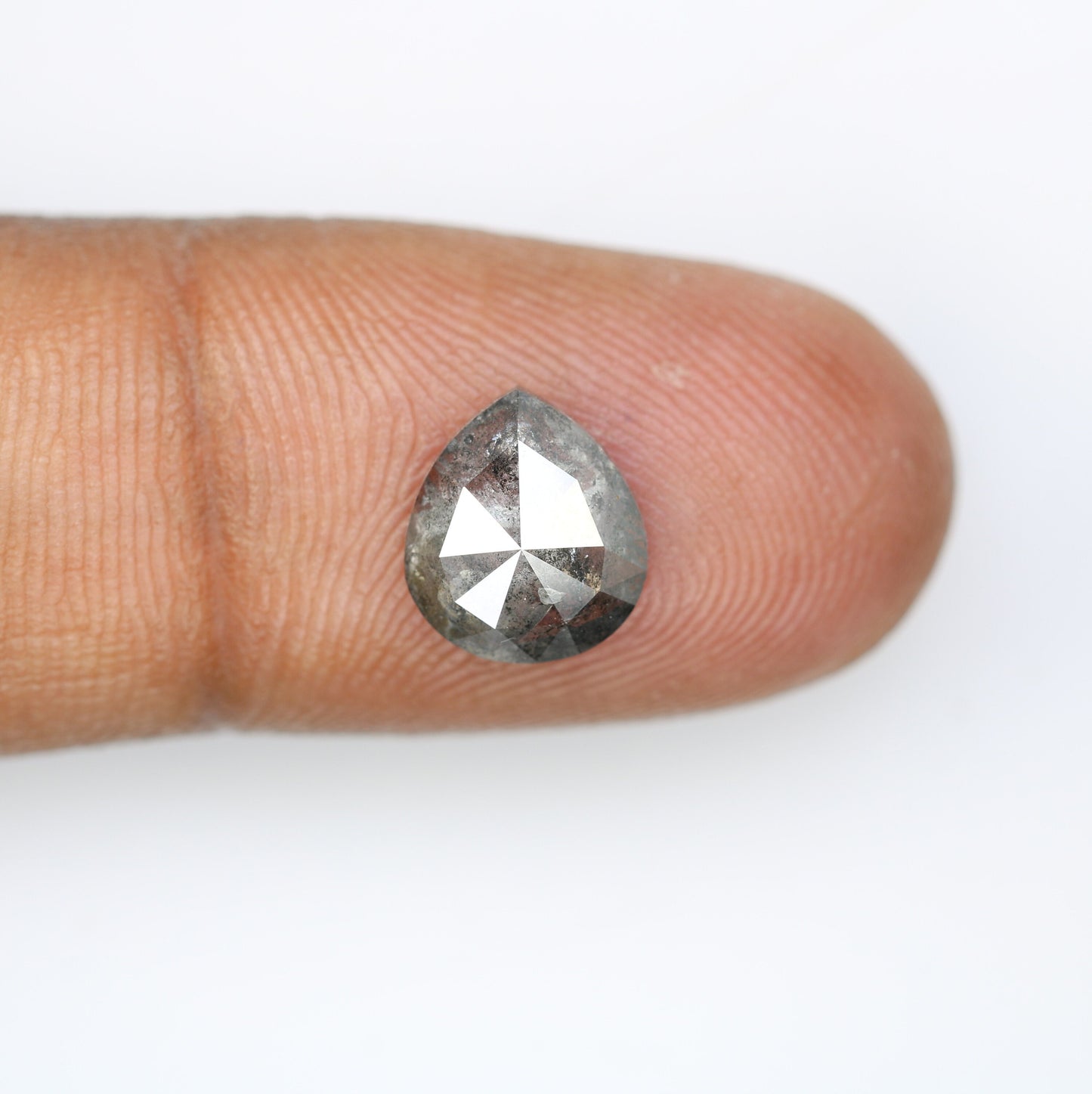 2.34 CT Rustic Pear Cut Salt and Pepper Diamond | Loose Polished Gem for Unique Promise Ring | Artisan Jewelry Accent for Gold Designs