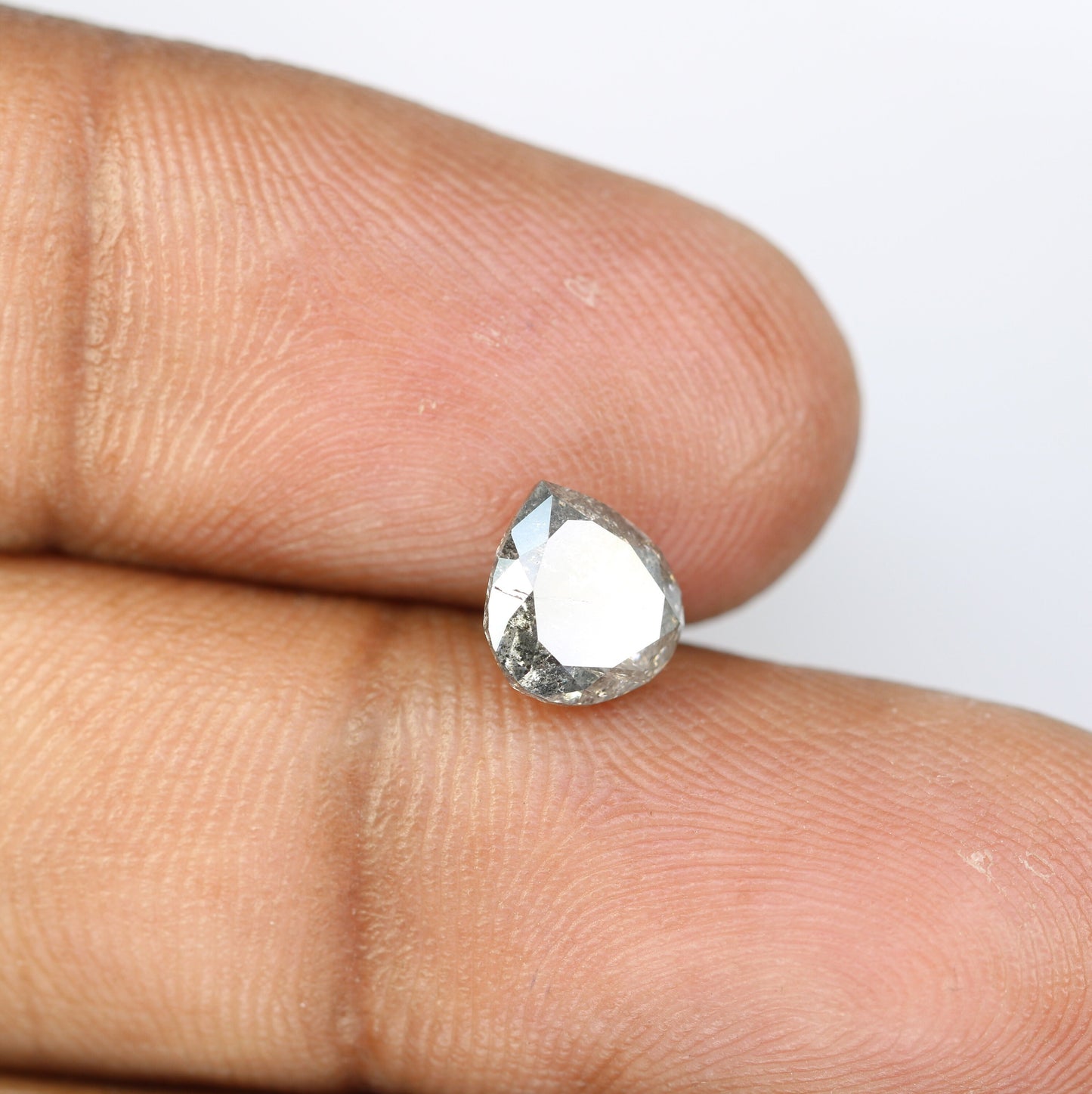 1.61 CT Rustic Pear Salt and Pepper Diamond | Loose Natural Gem for Custom Wedding Ring | Unique Engagement Jewelry for Him or Her