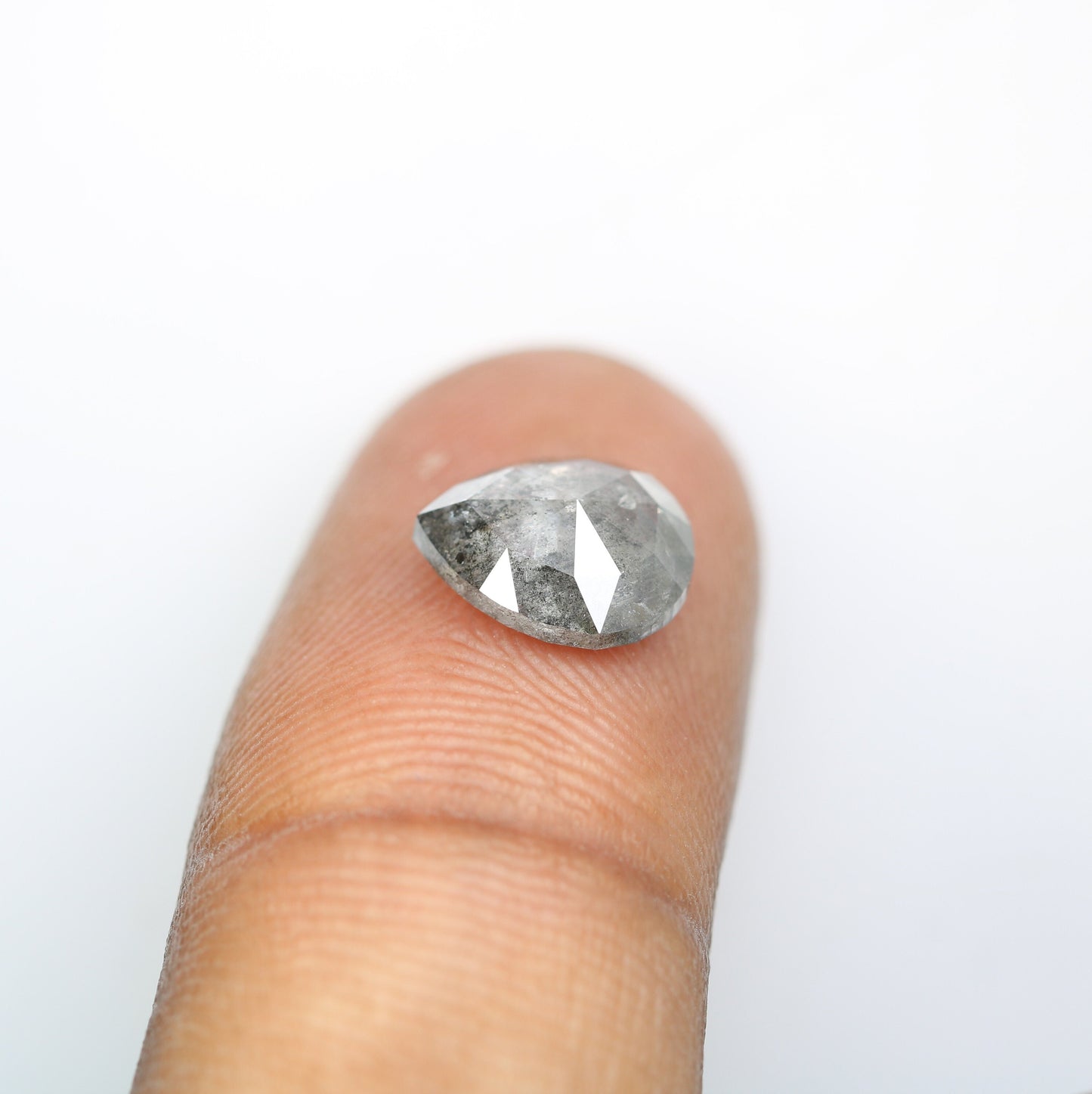 2.34 CT Rustic Pear Cut Salt and Pepper Diamond | Loose Polished Gem for Unique Promise Ring | Artisan Jewelry Accent for Gold Designs