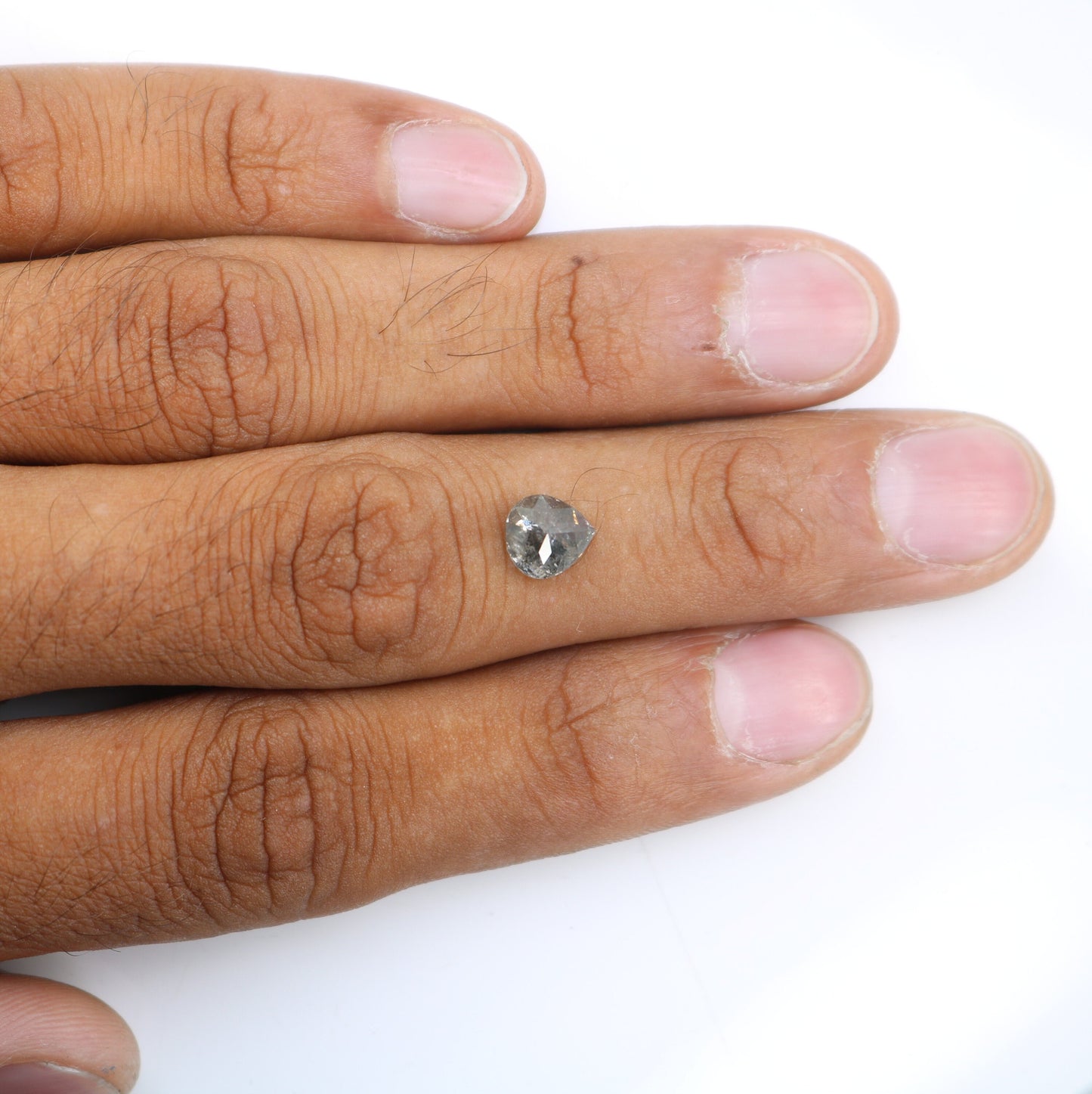 1.61 CT Rustic Pear Salt and Pepper Diamond | Loose Natural Gem for Custom Wedding Ring | Unique Engagement Jewelry for Him or Her