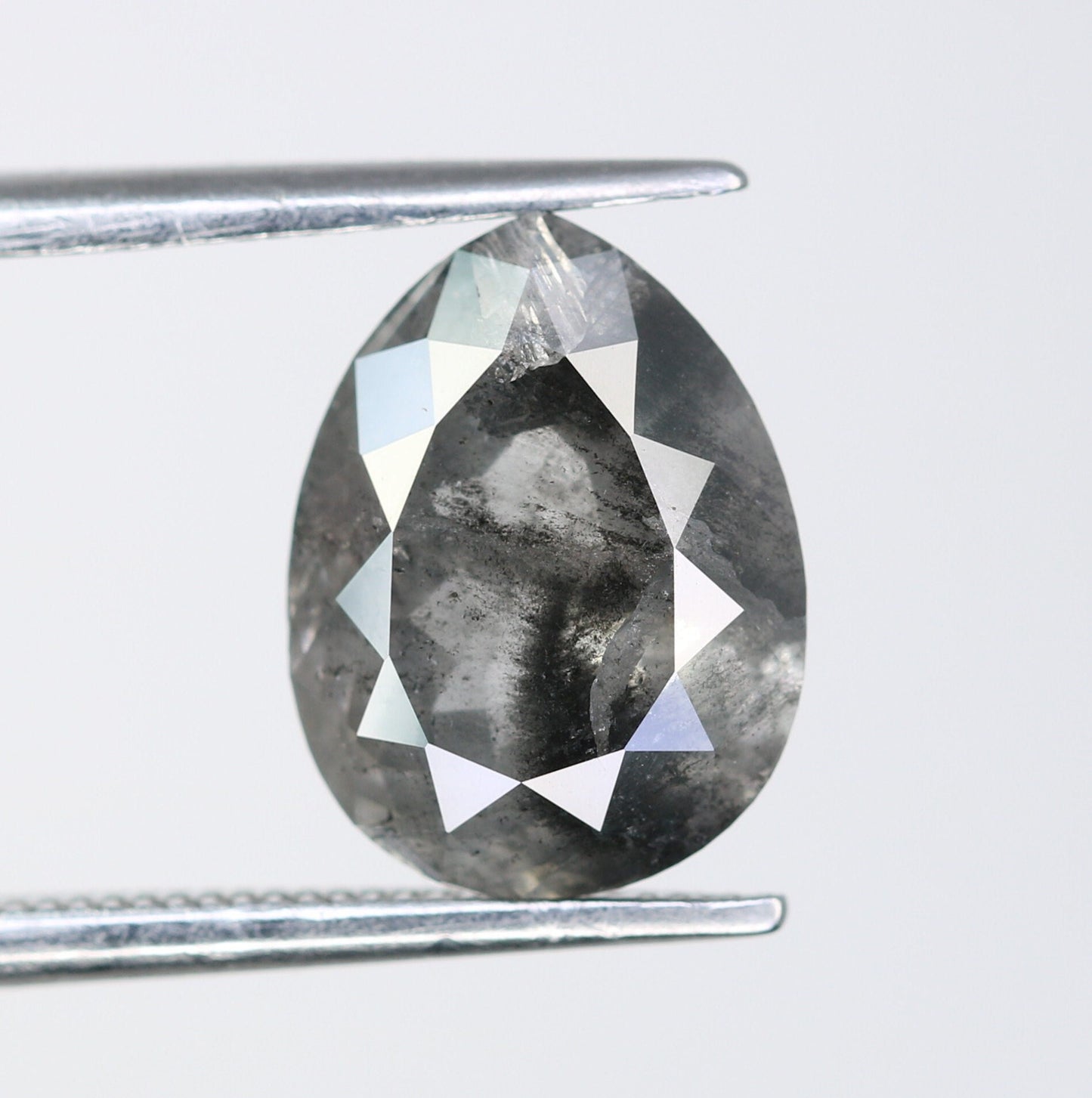 3.25 CT Natural Polished Salt and Pepper Pear Diamond | Loose Rustic Gem for Custom Designer Jewelry | Unique Accent for Gold Rings