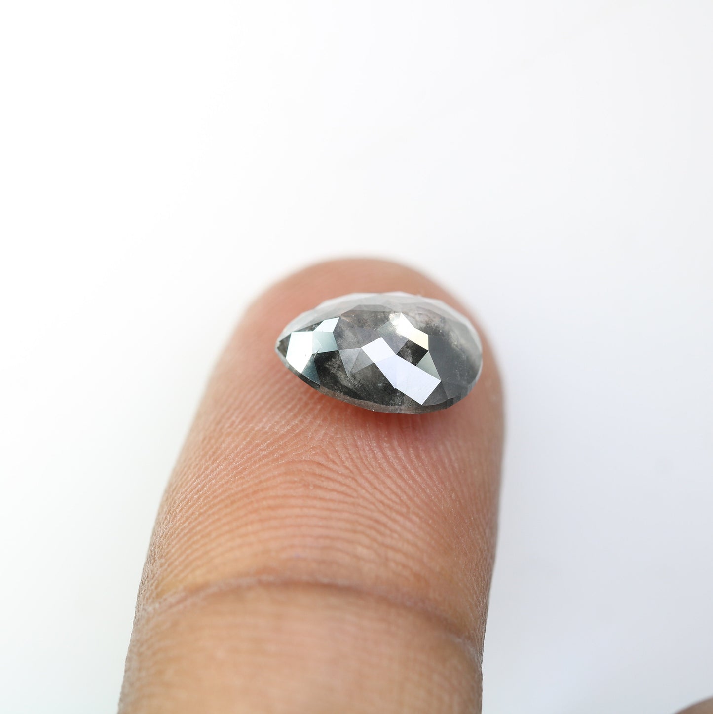 3.25 CT Natural Polished Salt and Pepper Pear Diamond | Loose Rustic Gem for Custom Designer Jewelry | Unique Accent for Gold Rings
