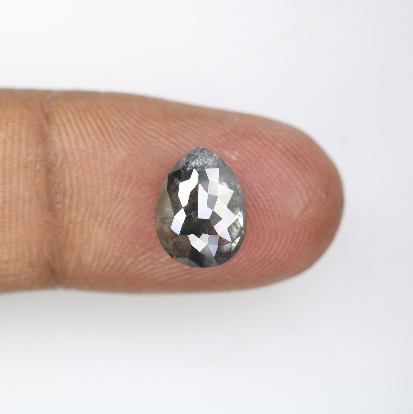 3.25 CT Natural Polished Salt and Pepper Pear Diamond | Loose Rustic Gem for Custom Designer Jewelry | Unique Accent for Gold Rings