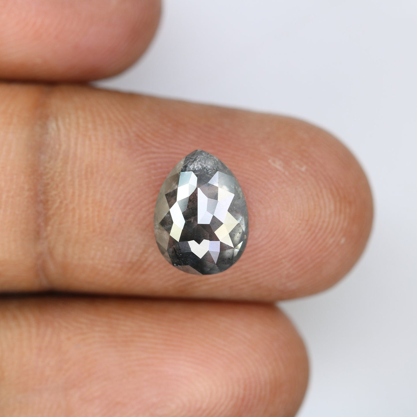 3.25 CT Natural Polished Salt and Pepper Pear Diamond | Loose Rustic Gem for Custom Designer Jewelry | Unique Accent for Gold Rings