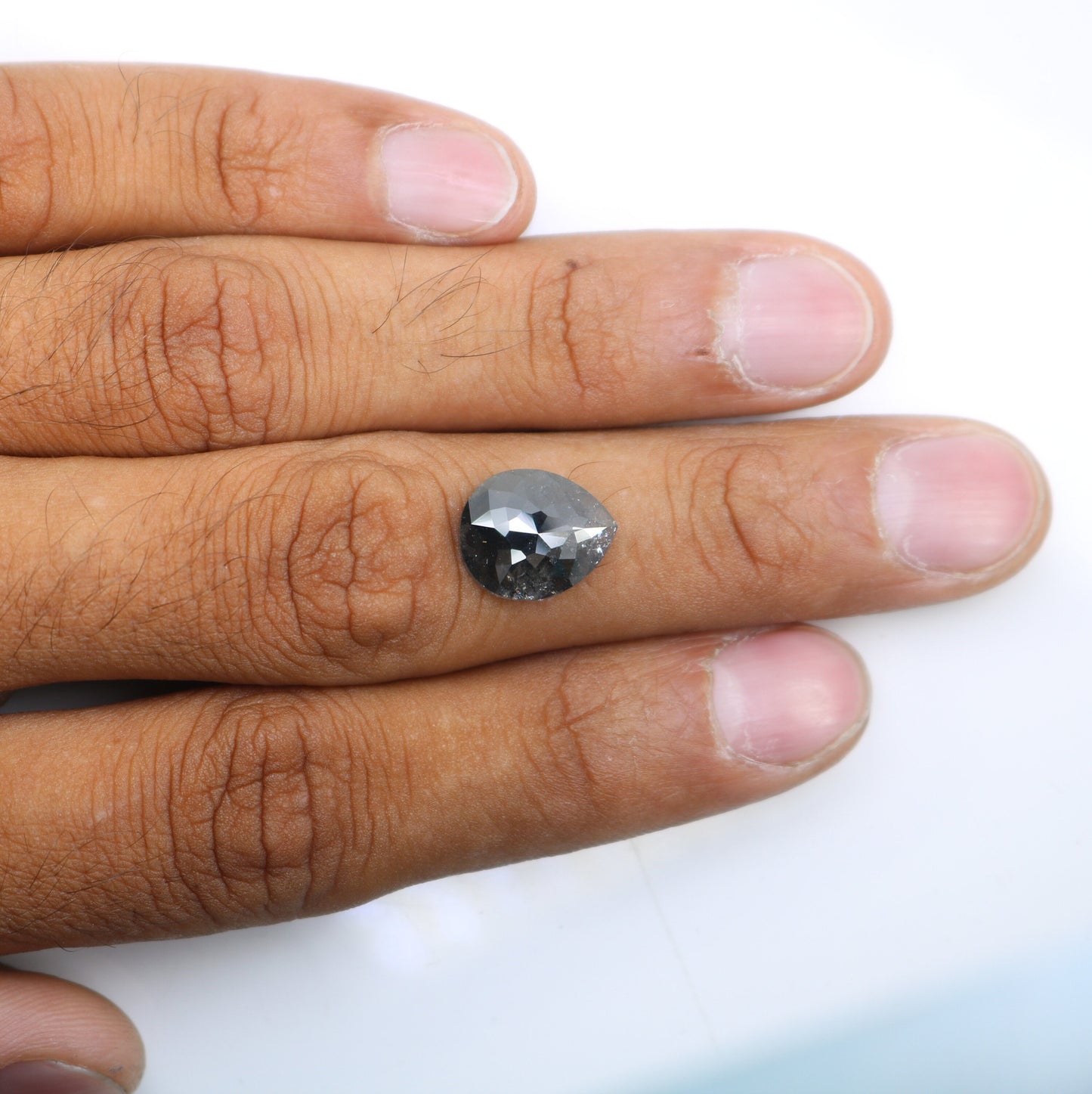 5.15 CT Pear Shape Salt and Pepper Diamond | Rustic Loose Gem for Custom Engagement Ring | Unique Statement Piece for Gold Jewelry