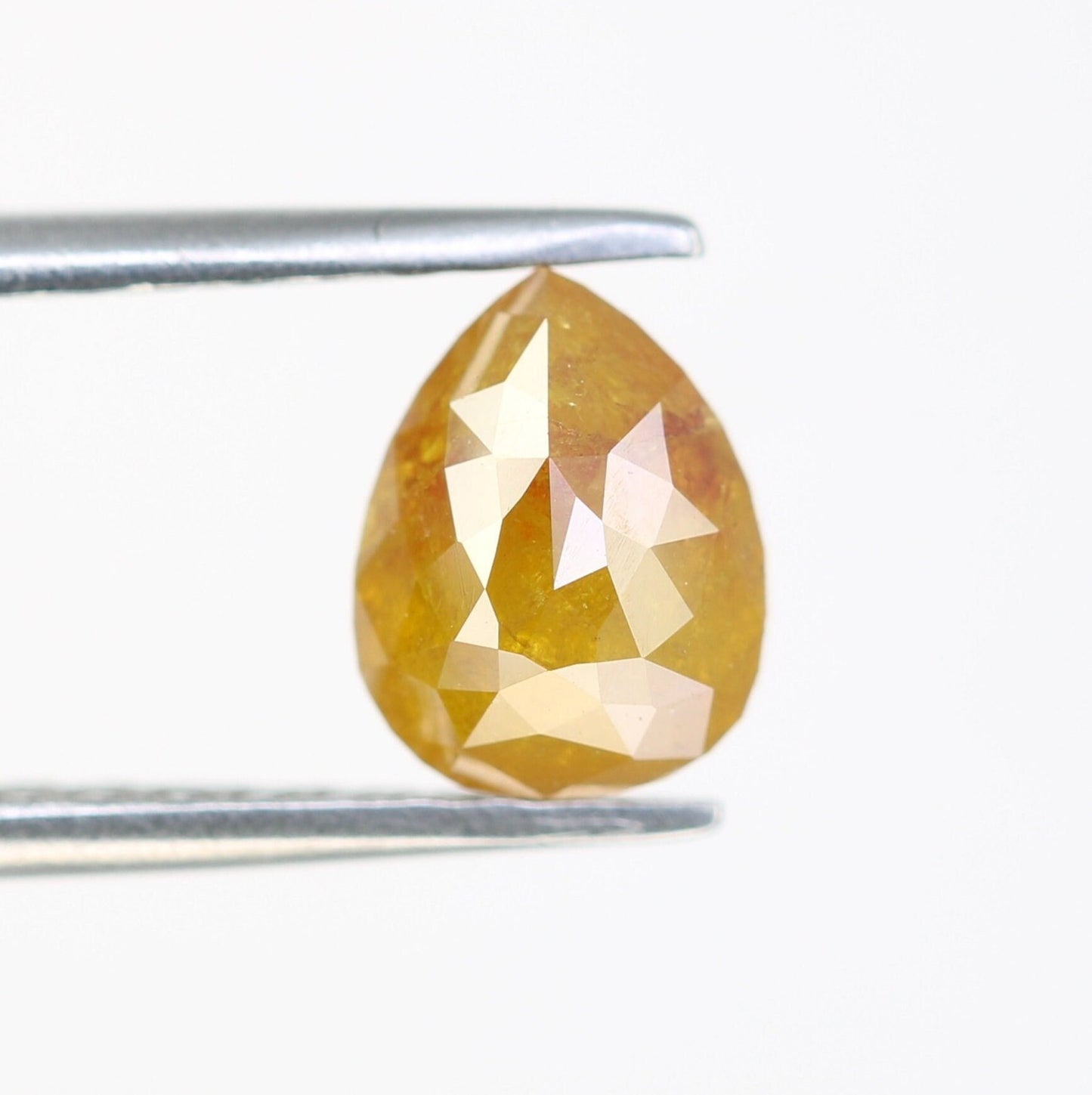 1.44 CT 7.10MM Natural Orange Pear Shape Diamond | Loose Rustic Gem for Custom Pave Wedding Ring | Unique Gold Engagement Jewelry