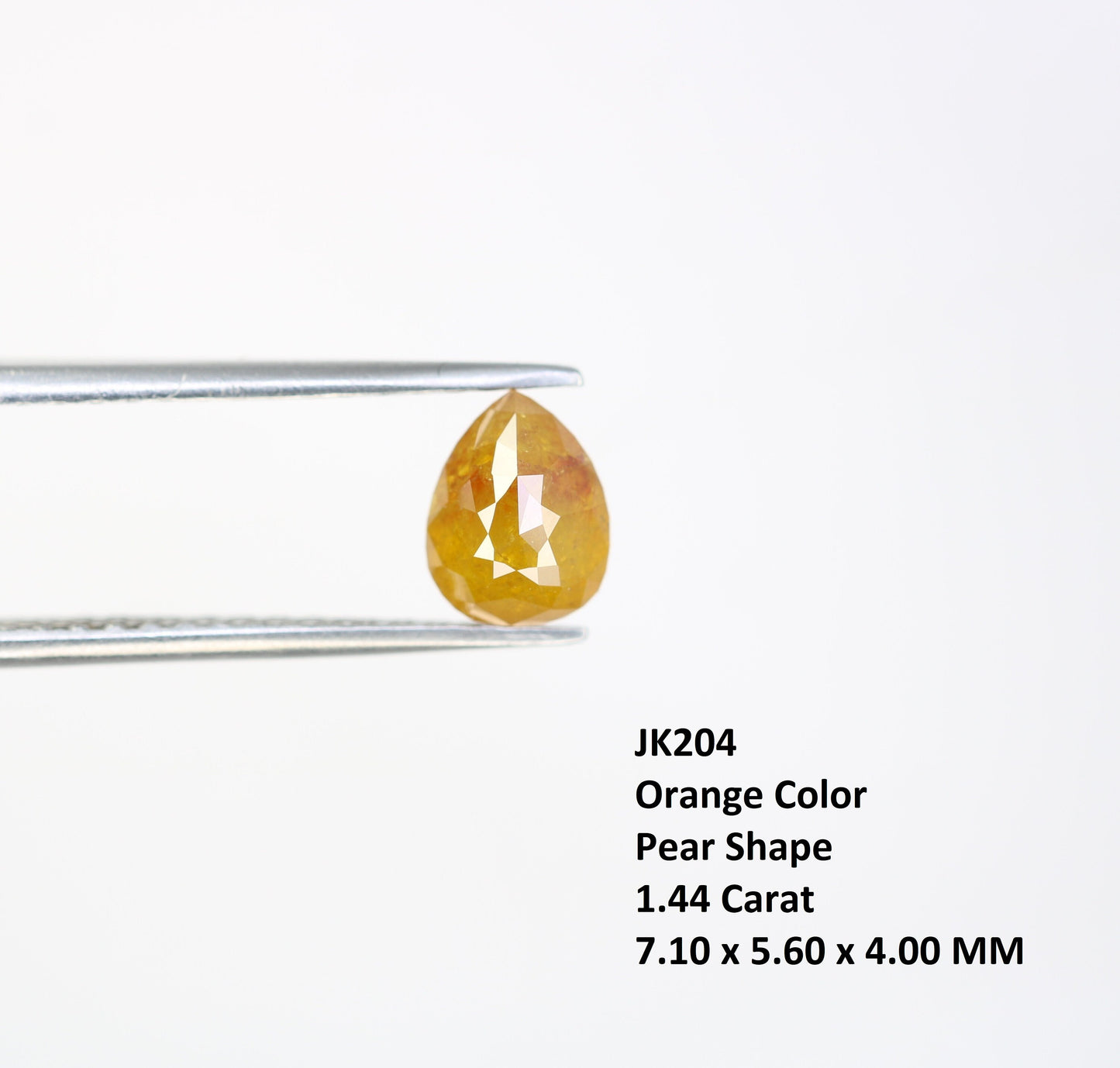 1.44 CT 7.10MM Natural Orange Pear Shape Diamond | Loose Rustic Gem for Custom Pave Wedding Ring | Unique Gold Engagement Jewelry