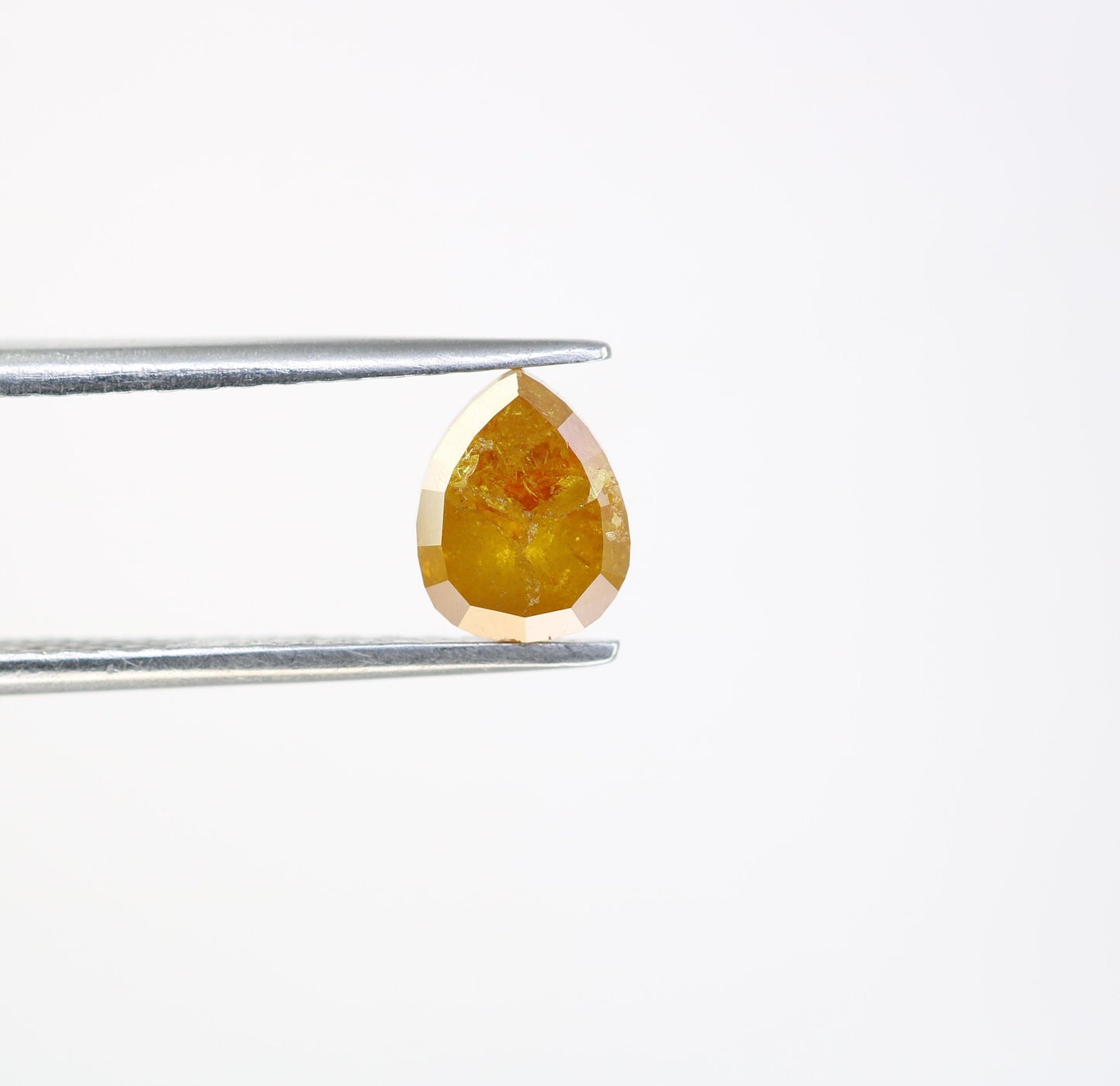 1.44 CT 7.10MM Natural Orange Pear Shape Diamond | Loose Rustic Gem for Custom Pave Wedding Ring | Unique Gold Engagement Jewelry