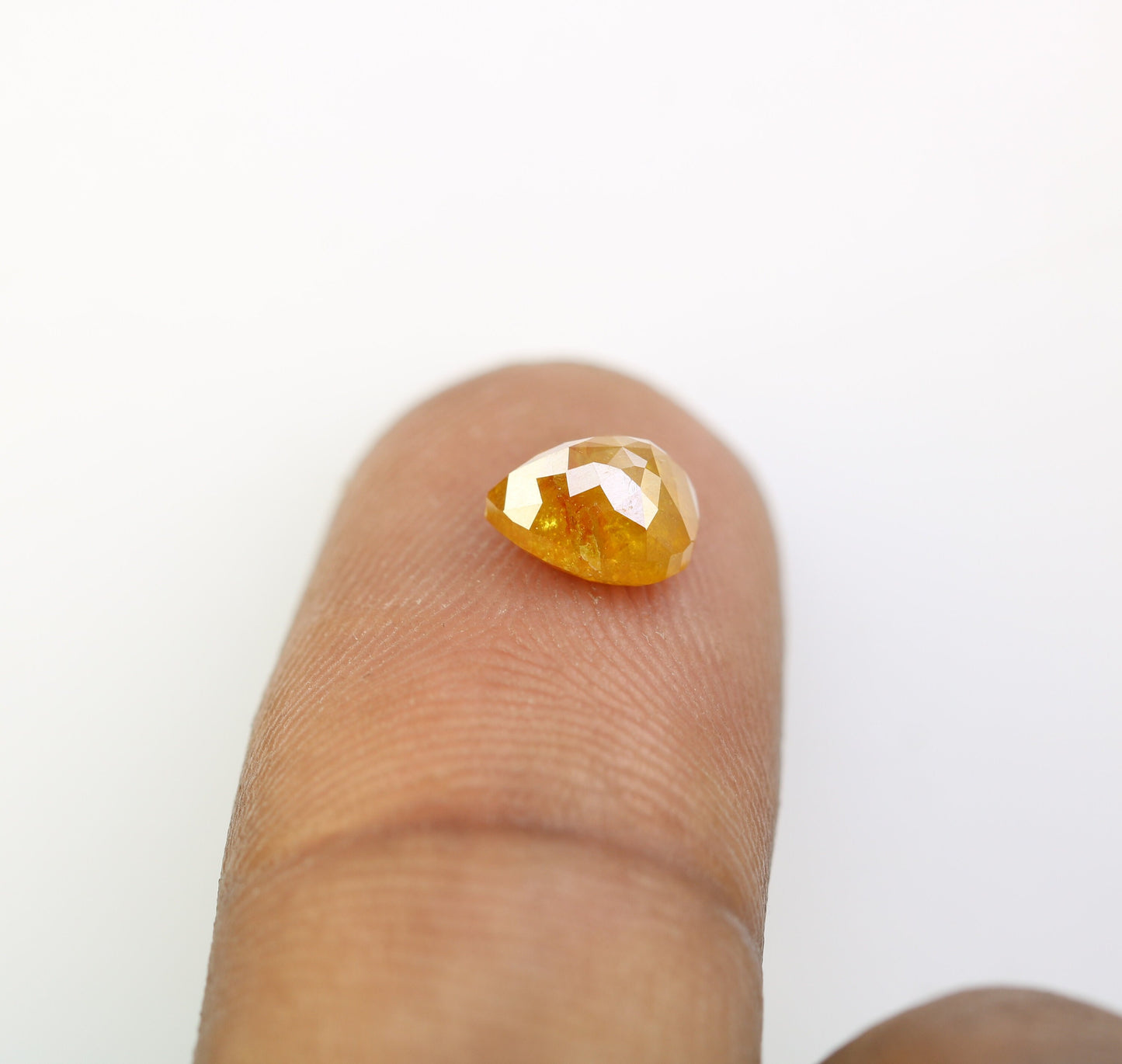 1.44 CT 7.10MM Natural Orange Pear Shape Diamond | Loose Rustic Gem for Custom Pave Wedding Ring | Unique Gold Engagement Jewelry