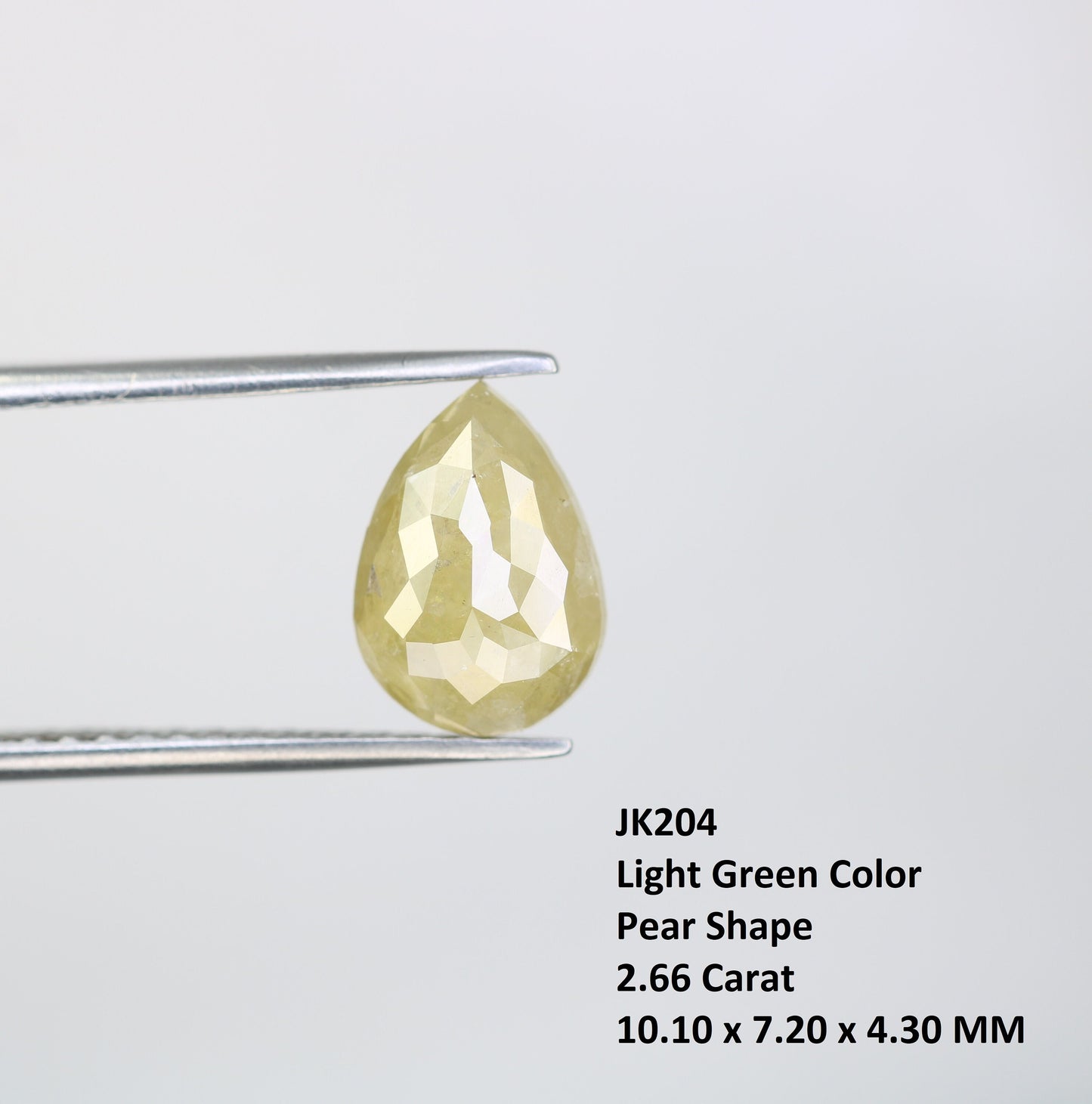 2.66 CT Natural Green Pear Cut Diamond | Loose Polished Rustic Gem for Custom Wedding Jewelry | Unique Accent for Gold Rings