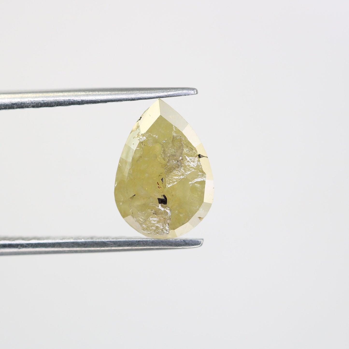 2.66 CT Natural Green Pear Cut Diamond | Loose Polished Rustic Gem for Custom Wedding Jewelry | Unique Accent for Gold Rings