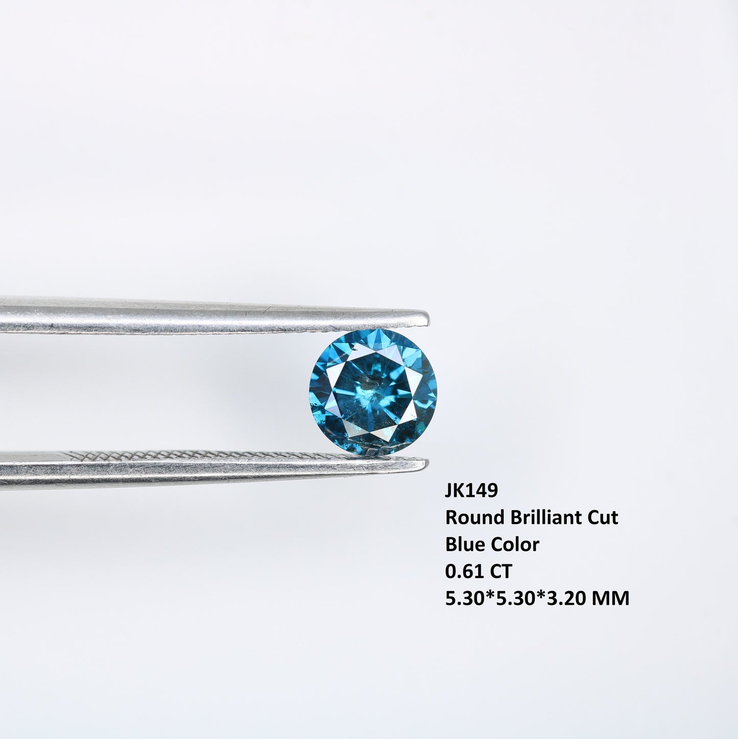 0.61 CT 5.30 MM Round Brilliant Cut Rustic Polished Fancy Blue Diamond | Ideal for Gold Rings | High-Quality Loose Gemstone for Jewelry