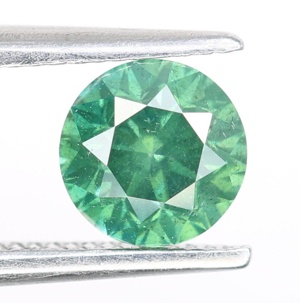0.65 CT Fancy Green Round Brilliant Cut Loose Diamond | Polished Gemstone for Wedding Rings and Gold Jewelry | High-Quality Custom Design