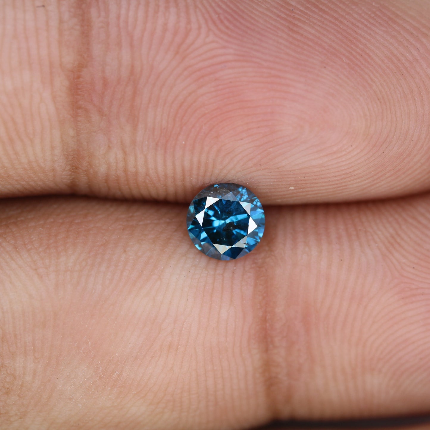0.61 CT 5.30 MM Round Brilliant Cut Rustic Polished Fancy Blue Diamond | Ideal for Gold Rings | High-Quality Loose Gemstone for Jewelry