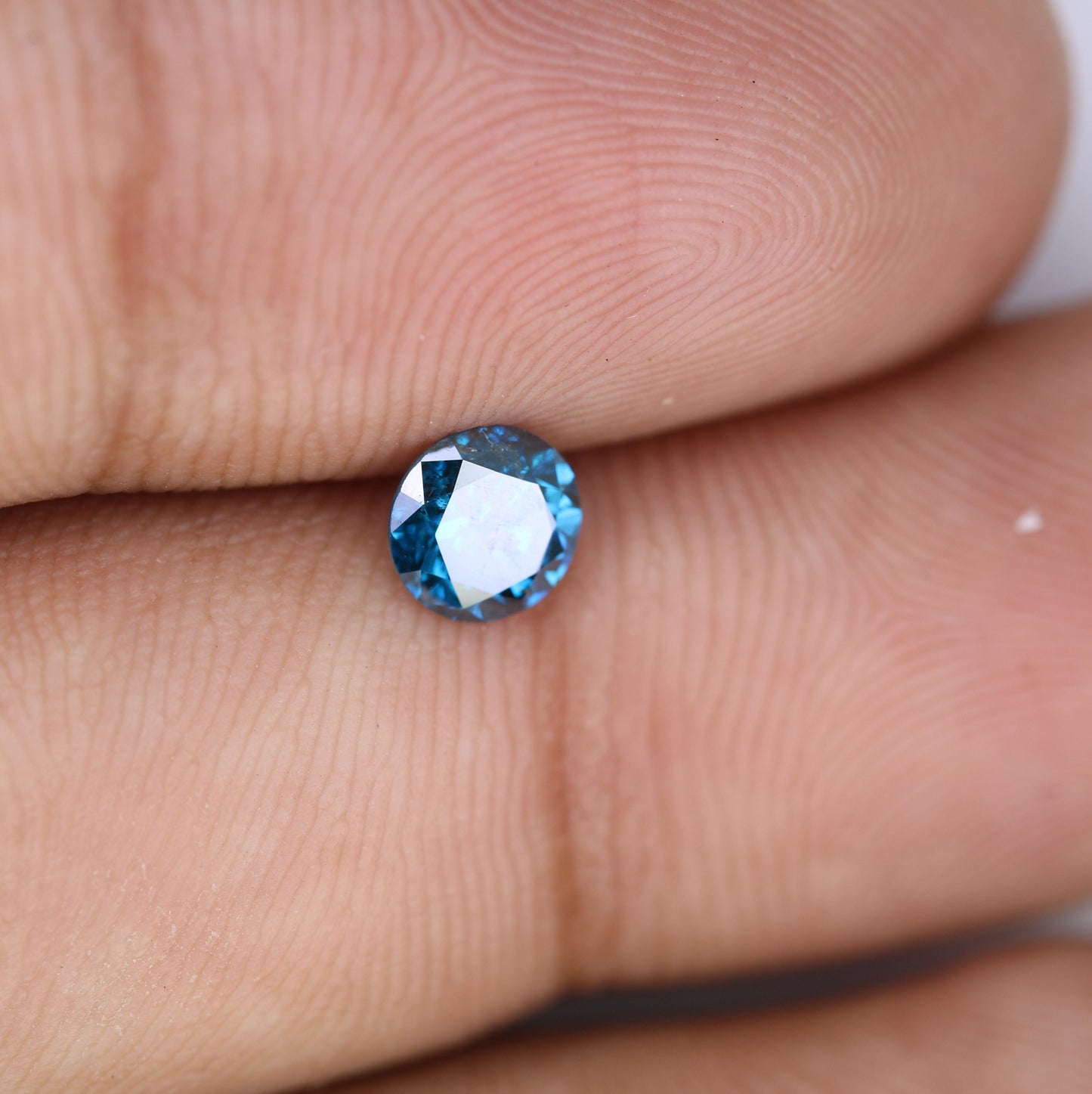 0.61 CT 5.30 MM Round Brilliant Cut Rustic Polished Fancy Blue Diamond | Ideal for Gold Rings | High-Quality Loose Gemstone for Jewelry