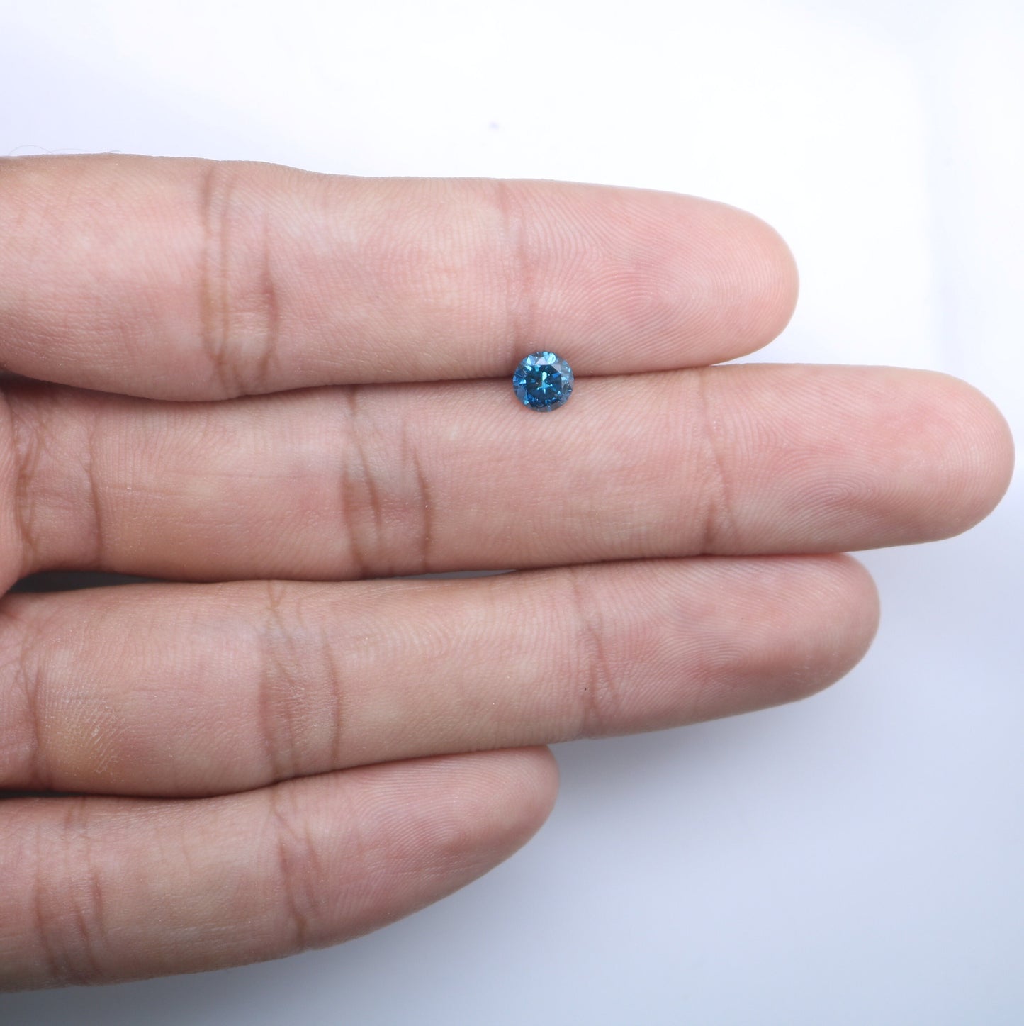 0.61 CT 5.30 MM Round Brilliant Cut Rustic Polished Fancy Blue Diamond | Ideal for Gold Rings | High-Quality Loose Gemstone for Jewelry