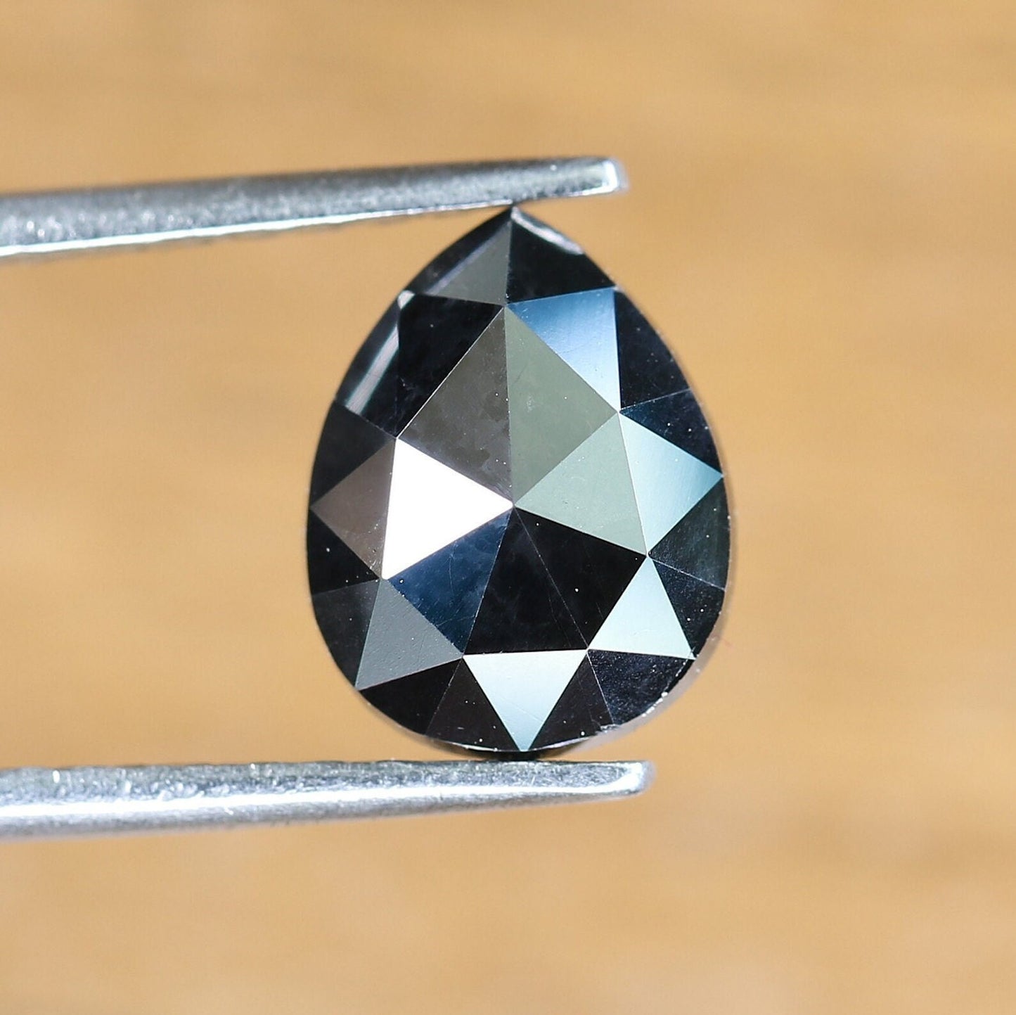 1.75 CT Natural Pear Shape Rustic Black Diamond | Loose Polished Salt and Pepper Gem for Custom Gold Ring | Ethical Engagement Jewelry Piece