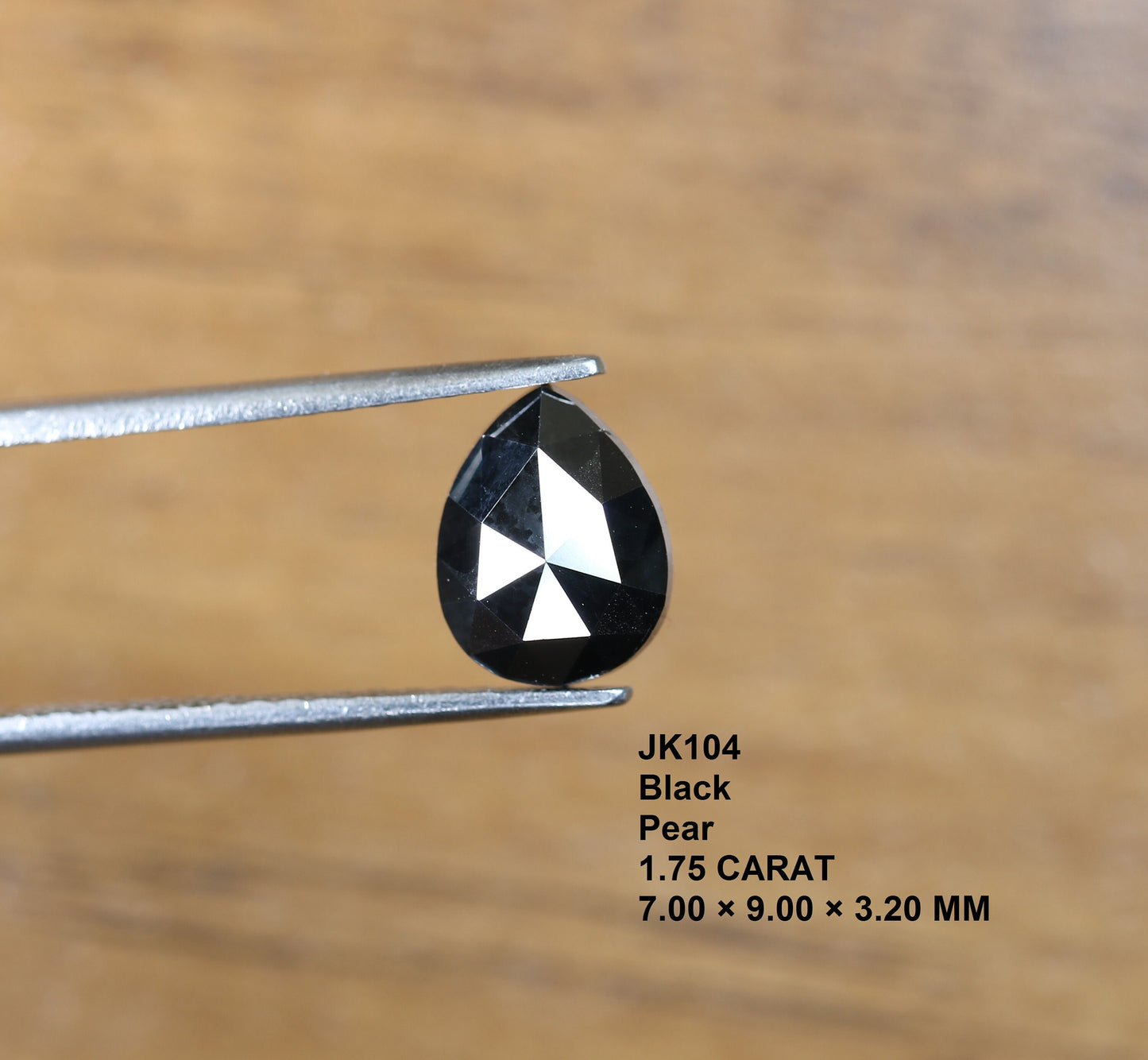 1.75 CT Natural Pear Shape Rustic Black Diamond | Loose Polished Salt and Pepper Gem for Custom Gold Ring | Ethical Engagement Jewelry Piece