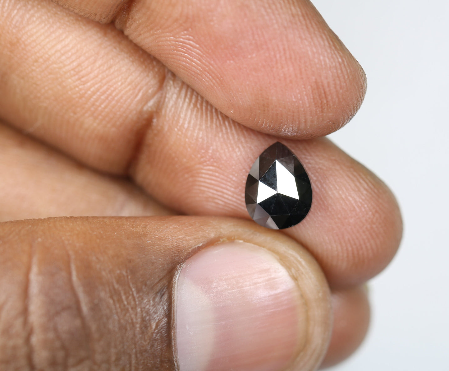 1.75 CT Natural Pear Shape Rustic Black Diamond | Loose Polished Salt and Pepper Gem for Custom Gold Ring | Ethical Engagement Jewelry Piece