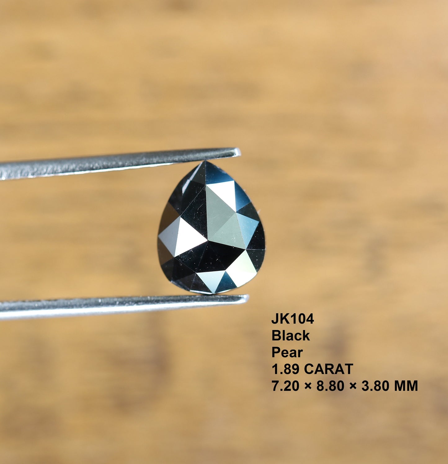 1.89 CT Fancy Pear Shape Black Diamond | Polished Gem for Custom Wedding Jewelry | Diamond Pendant and Pear Halo Ring in Gold Collection