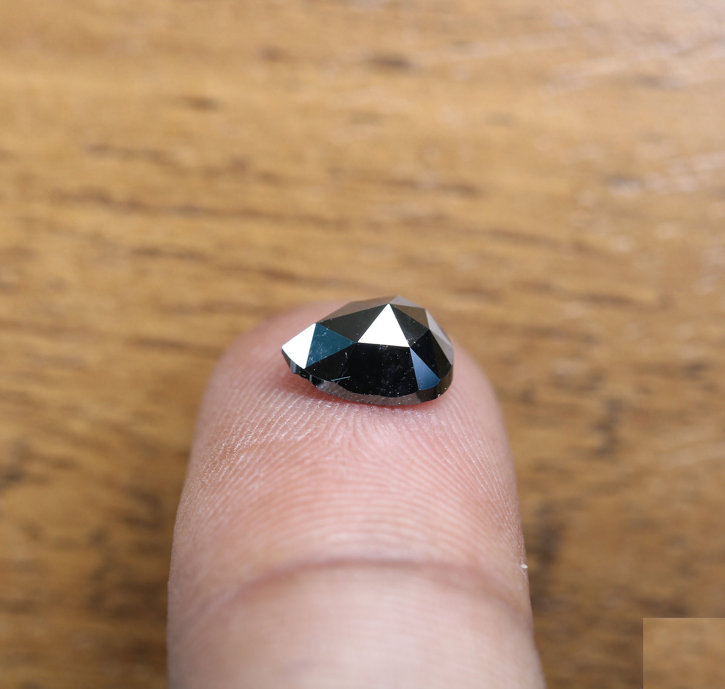 1.89 CT Fancy Pear Shape Black Diamond | Polished Gem for Custom Wedding Jewelry | Diamond Pendant and Pear Halo Ring in Gold Collection