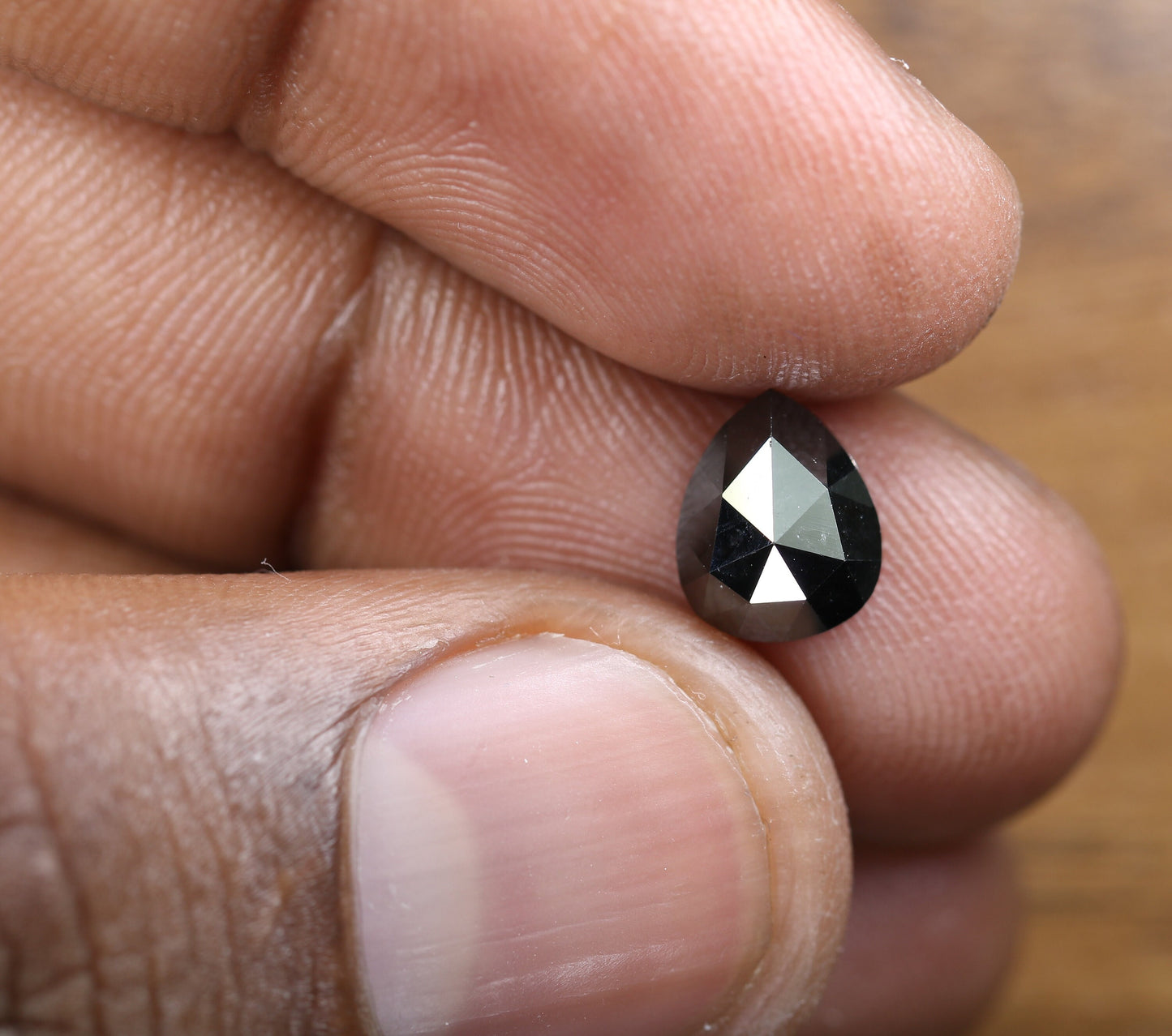 1.89 CT Fancy Pear Shape Black Diamond | Polished Gem for Custom Wedding Jewelry | Diamond Pendant and Pear Halo Ring in Gold Collection