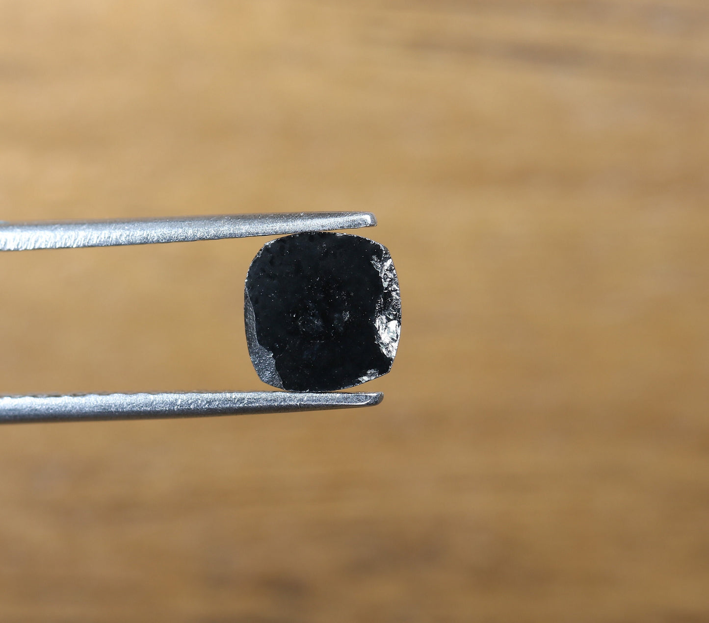 1.45 CT Unique Cushion Cut Black Polished Diamond | Loose Colored Diamond for Engagement Ring, Gold Ring
