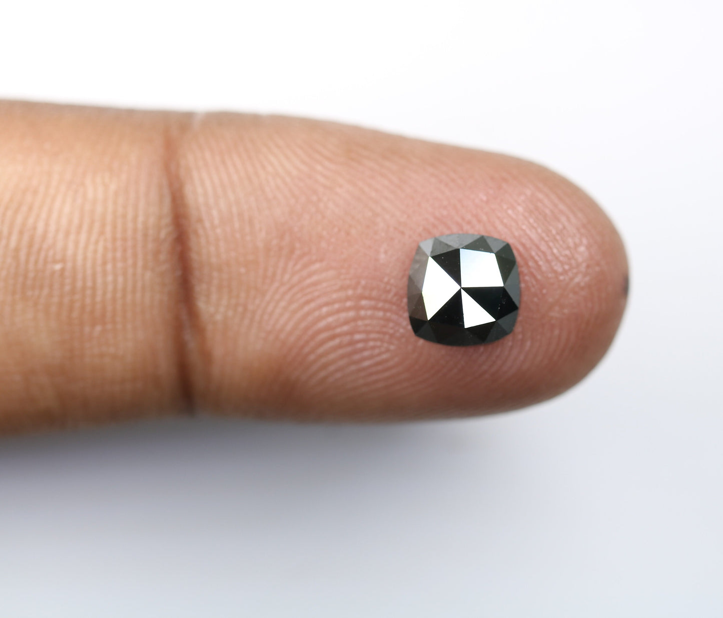 1.45 CT Unique Cushion Cut Black Polished Diamond | Loose Colored Diamond for Engagement Ring, Gold Ring