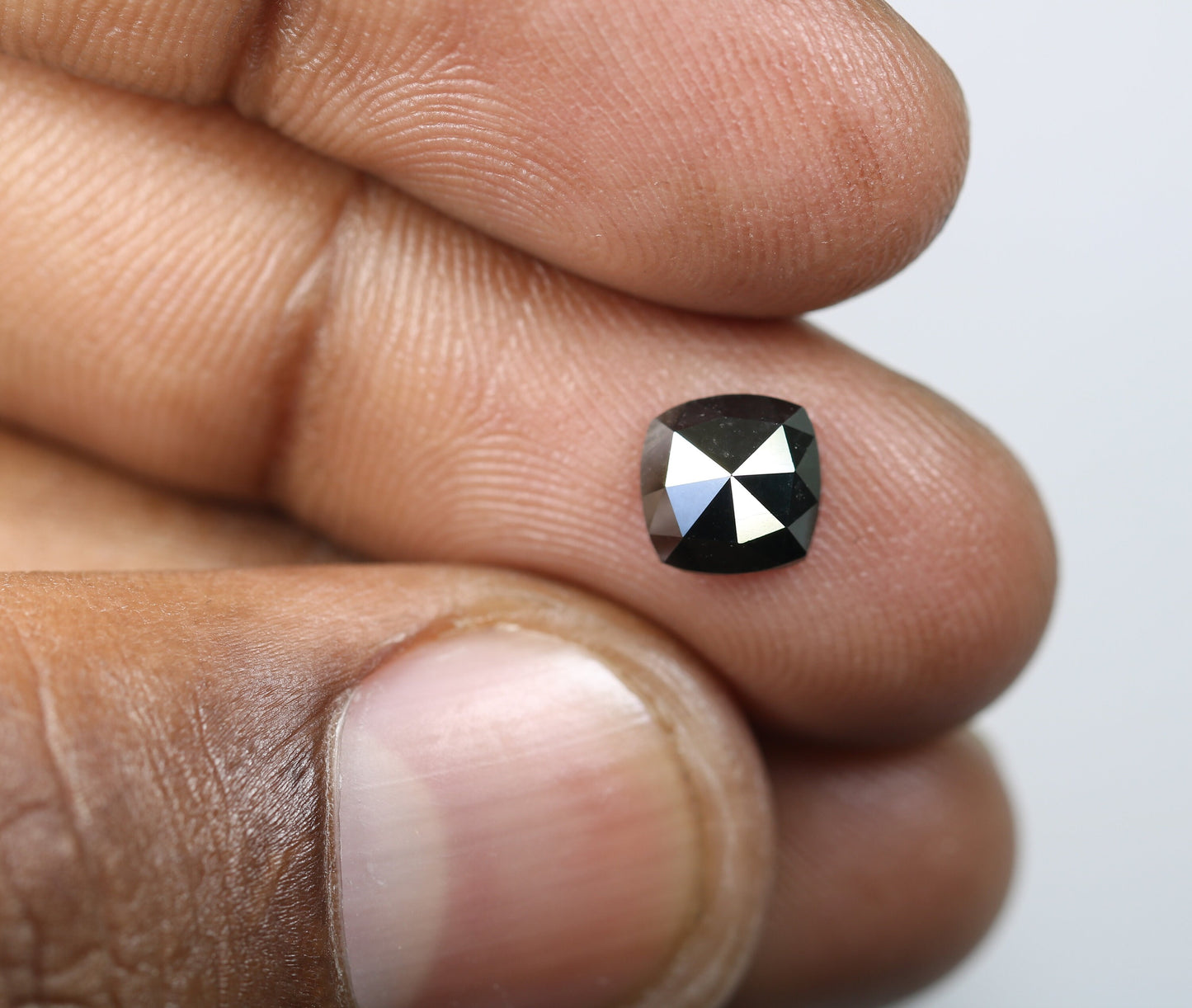 1.45 CT Unique Cushion Cut Black Polished Diamond | Loose Colored Diamond for Engagement Ring, Gold Ring