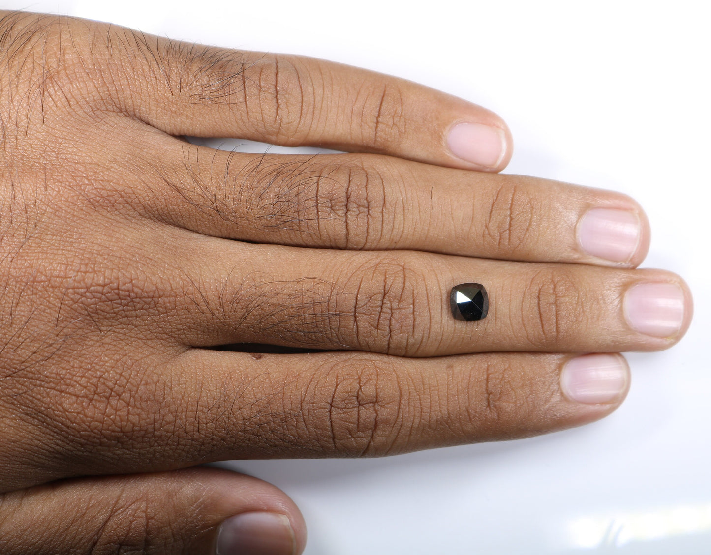 1.45 CT Unique Cushion Cut Black Polished Diamond | Loose Colored Diamond for Engagement Ring, Gold Ring