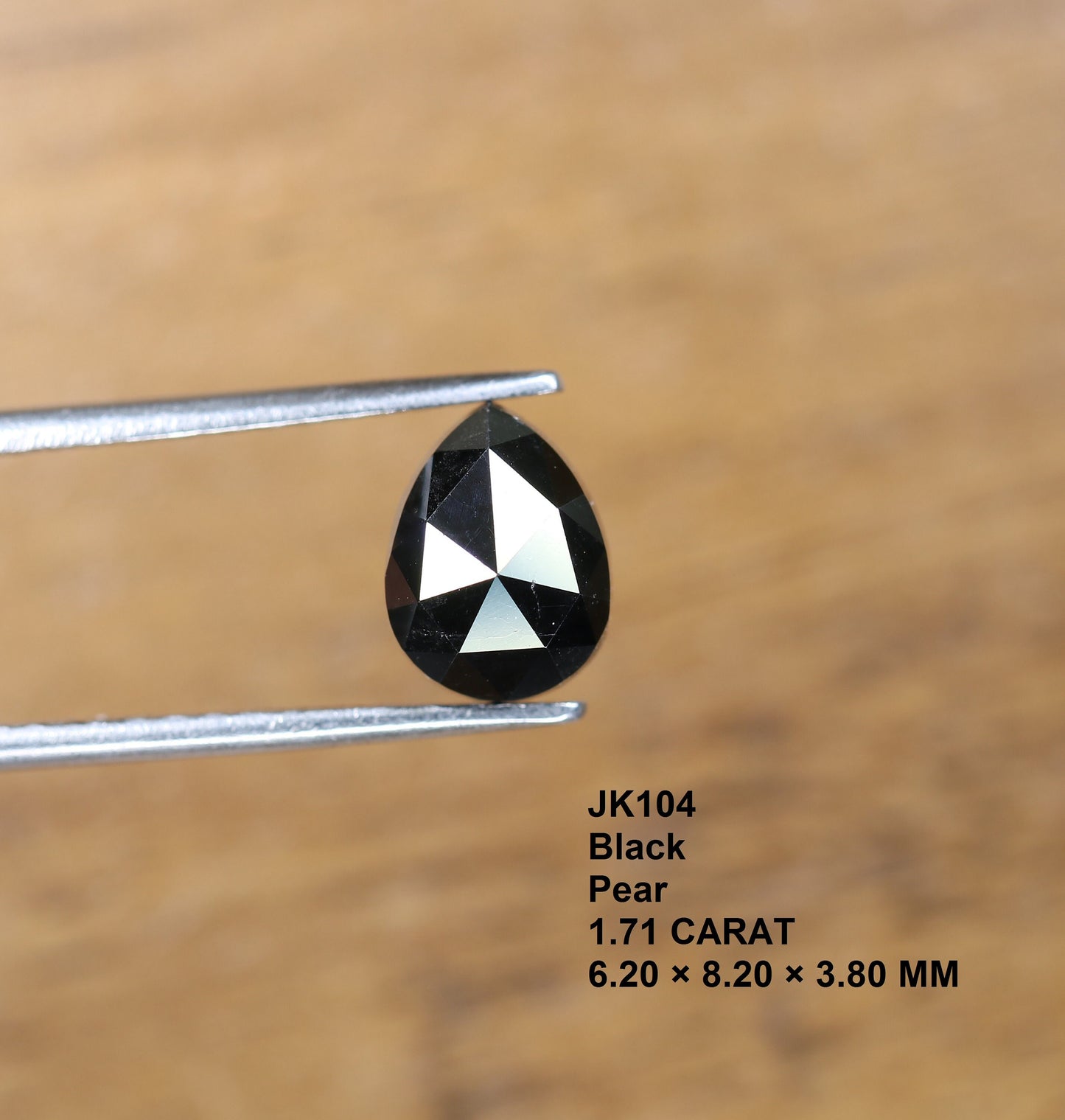 1.71 CT Rustic Pear Cut Black Fancy Diamond | Loose Gem for Custom Engagement Ring | Unique Gold Ring Accent |Ethical Natural Diamond Choice
