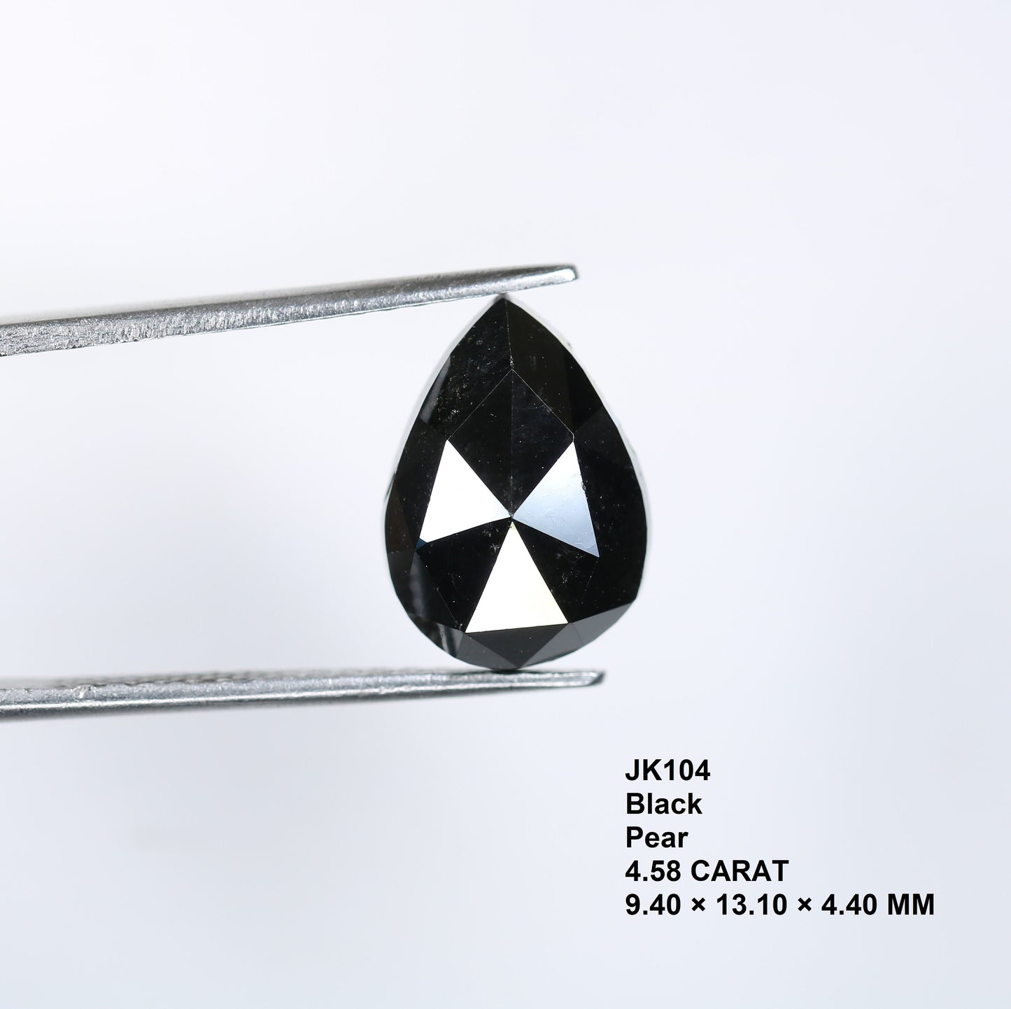4.58 CT Natural Pear Shape Black Polished Diamond | Loose Gem for Custom Wedding Ring | Elegant Gold Ring Accent Option