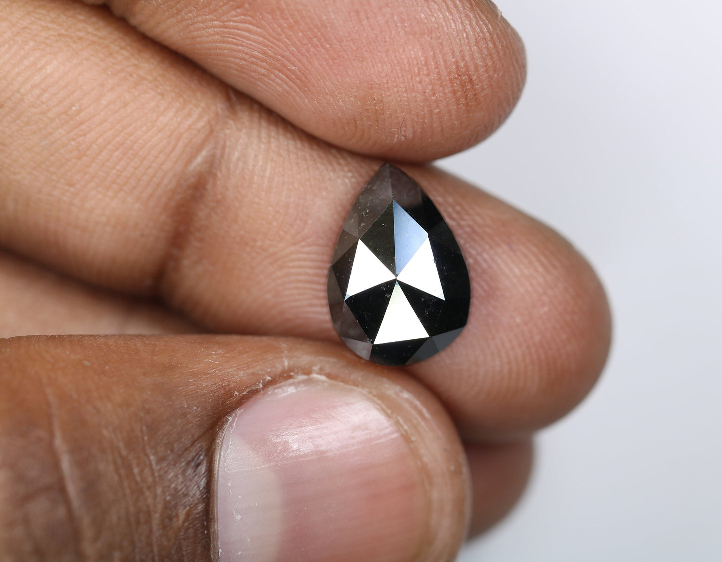 4.58 CT Natural Pear Shape Black Polished Diamond | Loose Gem for Custom Wedding Ring | Elegant Gold Ring Accent Option