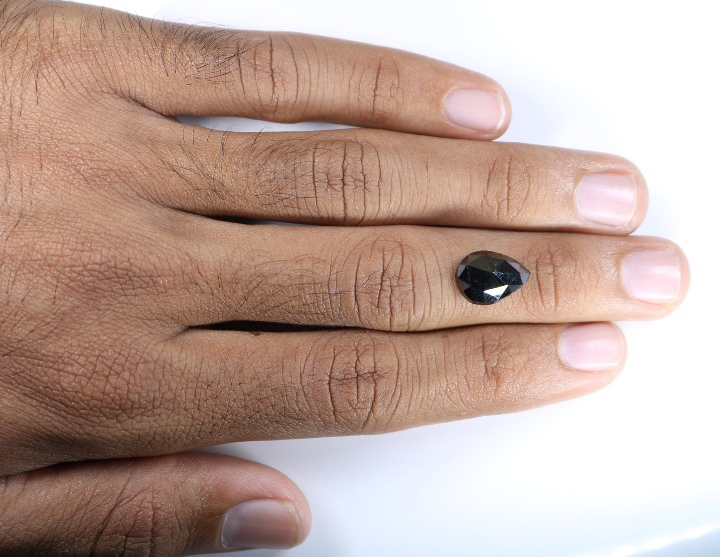 4.58 CT Natural Pear Shape Black Polished Diamond | Loose Gem for Custom Wedding Ring | Elegant Gold Ring Accent Option