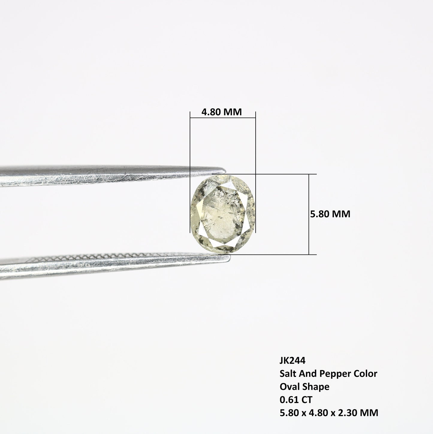 0.61 CT Elegant Salt and Pepper Oval Diamond | Perfect for Wedding Ring, Jewelry for Multiple Occasions, Gold Ring