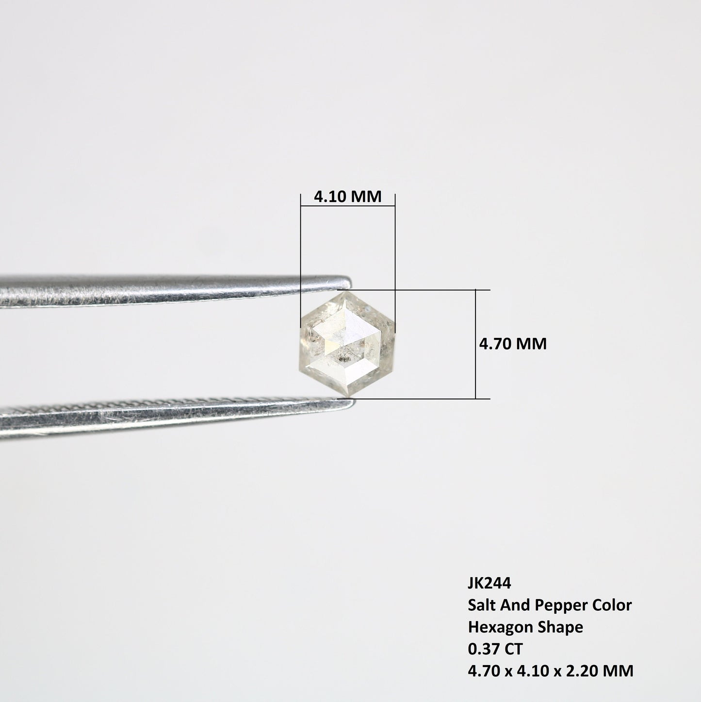 0.37 CT Natural Loose Hexagon - Salt and Pepper Hexagon For Rings - Rings Gifts For Wedding - Fancy Gift for Her - Handmade Diamond
