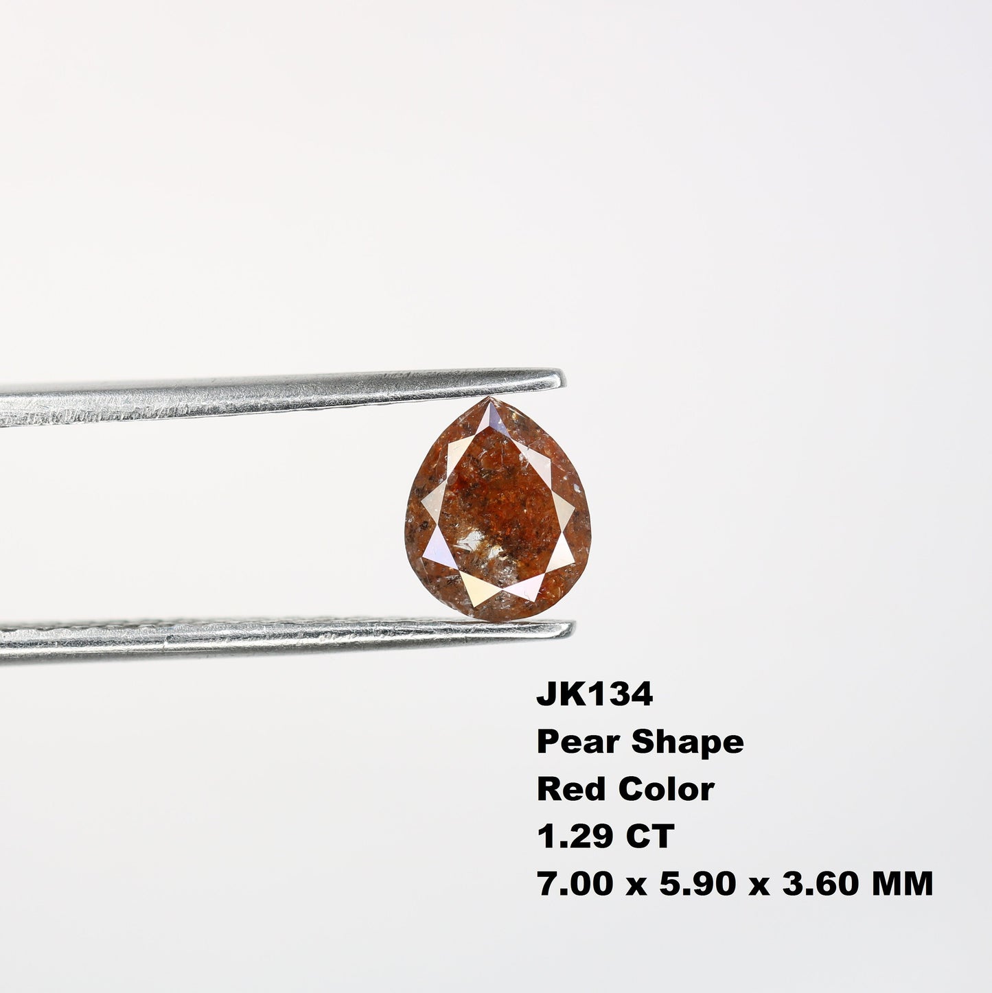 1.29 CT Red Pear Shape Rustic Diamond | Stunning Gem for Custom Engagement and Wedding Ring | Elegant Diamond Pendant | Perfect Gift for Her