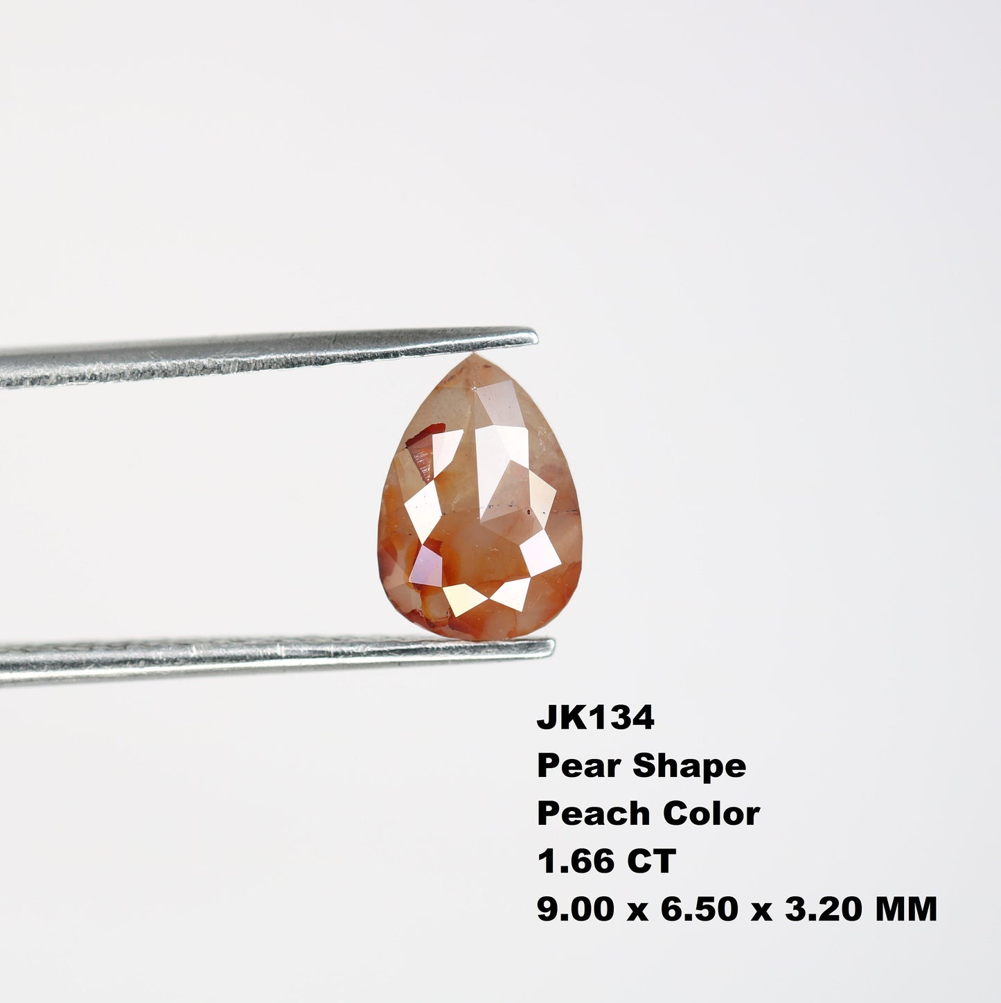 1.66 CT Fancy Pear Shape Peach Color Rustic Diamond | Unique Gem for Custom Engagement Ring | Bezel Set Design | Perfect Gift for Girlfriend