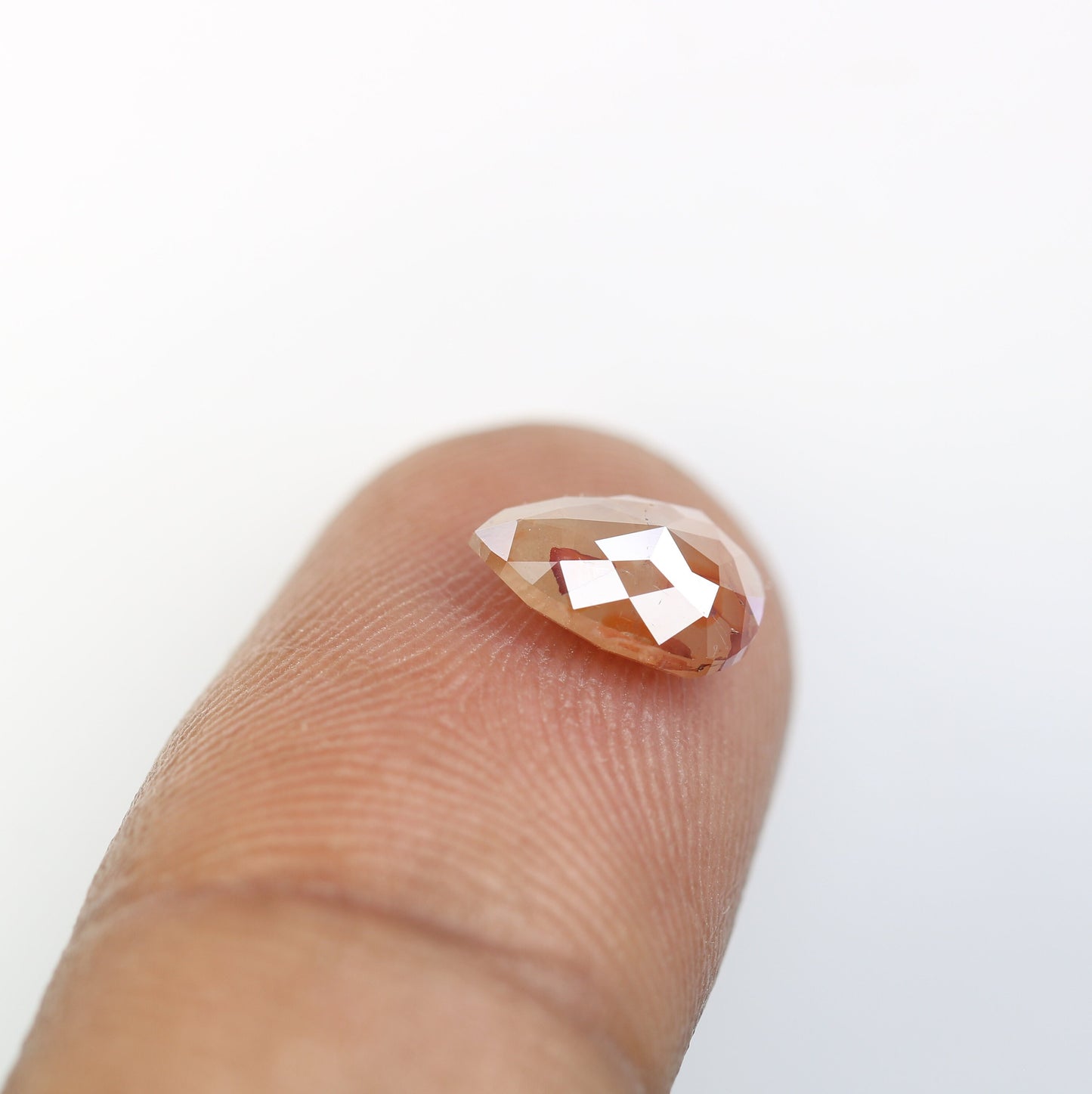 1.66 CT Fancy Pear Shape Peach Color Rustic Diamond | Unique Gem for Custom Engagement Ring | Bezel Set Design | Perfect Gift for Girlfriend
