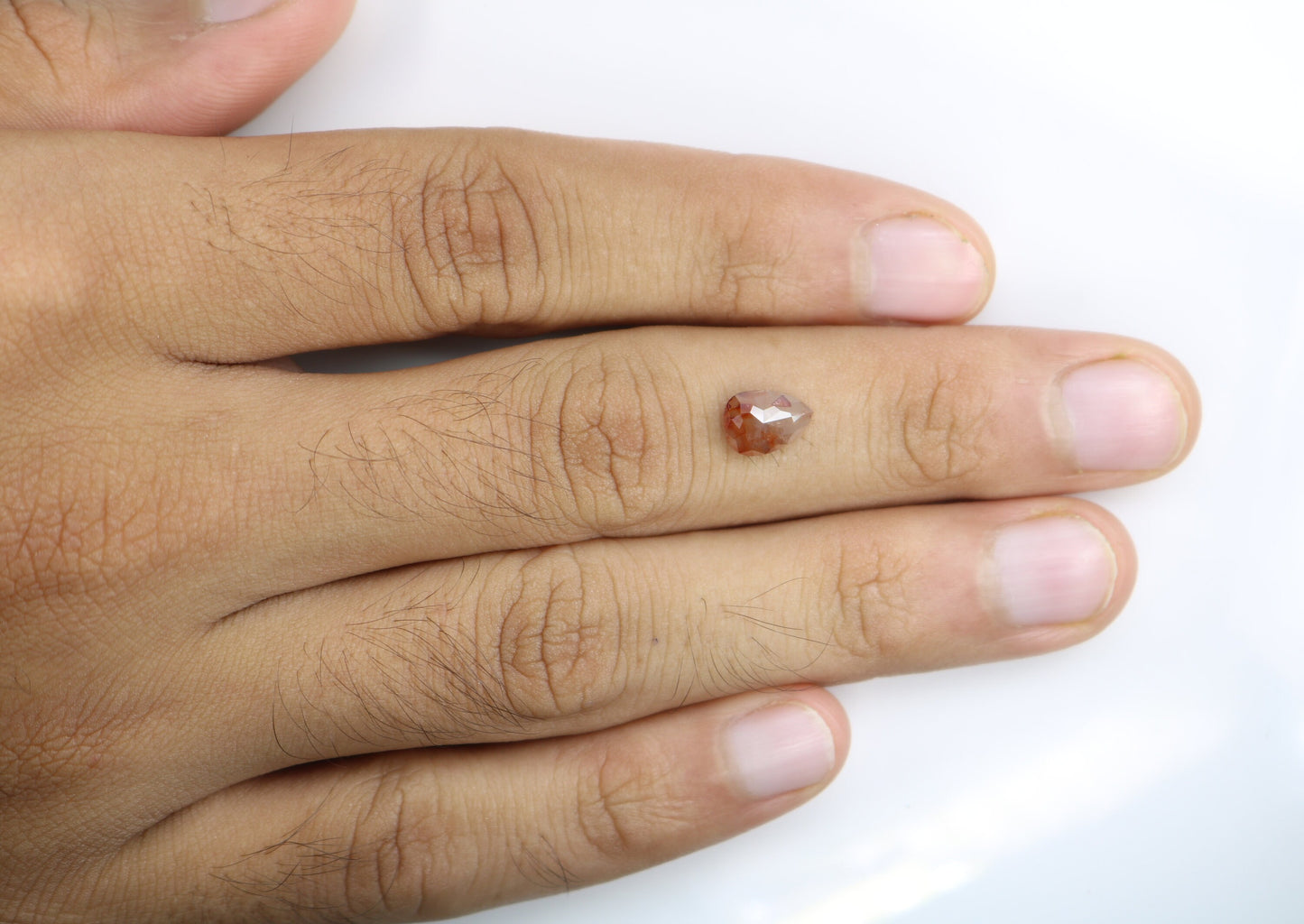 1.66 CT Fancy Pear Shape Peach Color Rustic Diamond | Unique Gem for Custom Engagement Ring | Bezel Set Design | Perfect Gift for Girlfriend