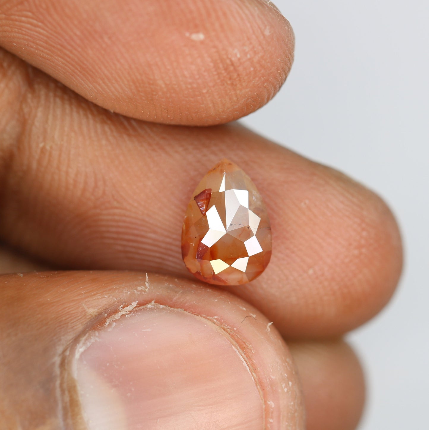 1.66 CT Fancy Pear Shape Peach Color Rustic Diamond | Unique Gem for Custom Engagement Ring | Bezel Set Design | Perfect Gift for Girlfriend