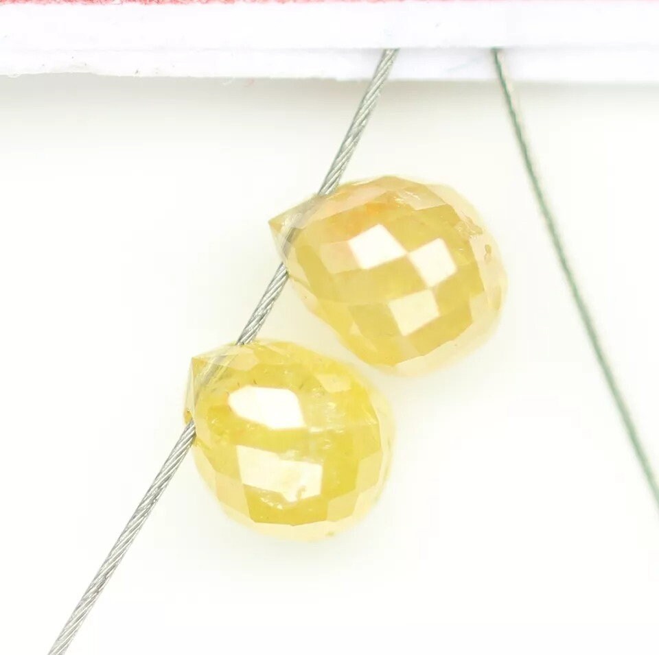 0.52 CT Fancy Yellow Natural Tear Drop Diamond Beads – Loose Drilled Drops for Necklaces, Bracelets, Jewelry Making