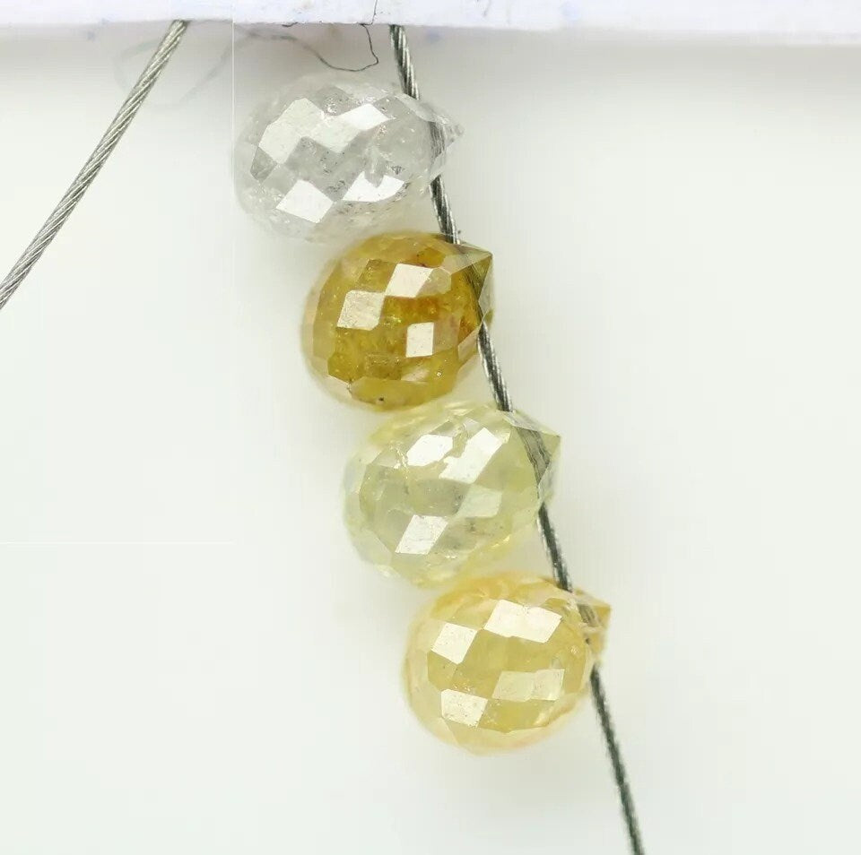 0.66 CT Natural Rustic Fancy Multi-Color Teardrop Diamond Beads – Loose Drilled Raw Diamonds for Unique Jewelry Making, Ideal for Necklaces