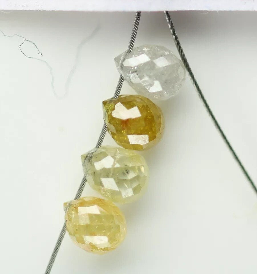 0.66 CT Natural Rustic Fancy Multi-Color Teardrop Diamond Beads – Loose Drilled Raw Diamonds for Unique Jewelry Making, Ideal for Necklaces