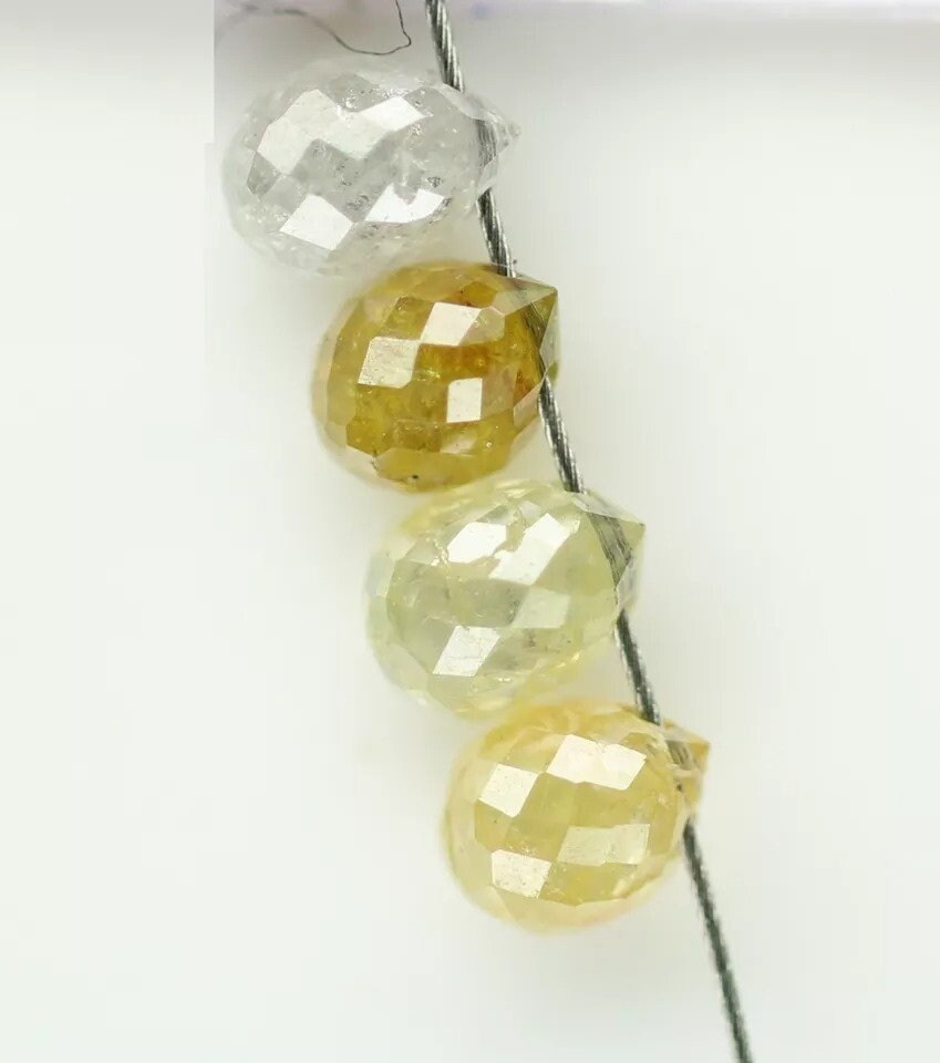 0.66 CT Natural Rustic Fancy Multi-Color Teardrop Diamond Beads – Loose Drilled Raw Diamonds for Unique Jewelry Making, Ideal for Necklaces