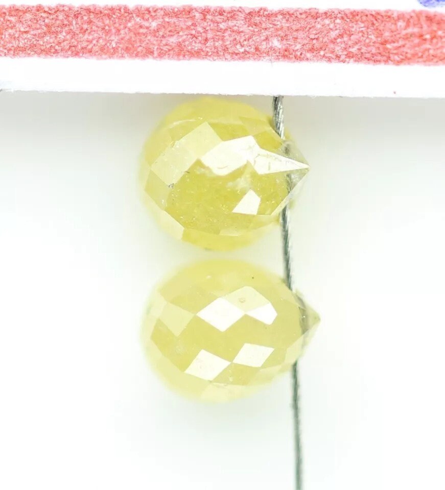 0.69 CT Natural Fancy Color Teardrop Diamond Beads – Rustic Loose Drilled Beads, 2-Piece Set for Necklaces, Bracelets, Jewelry Making